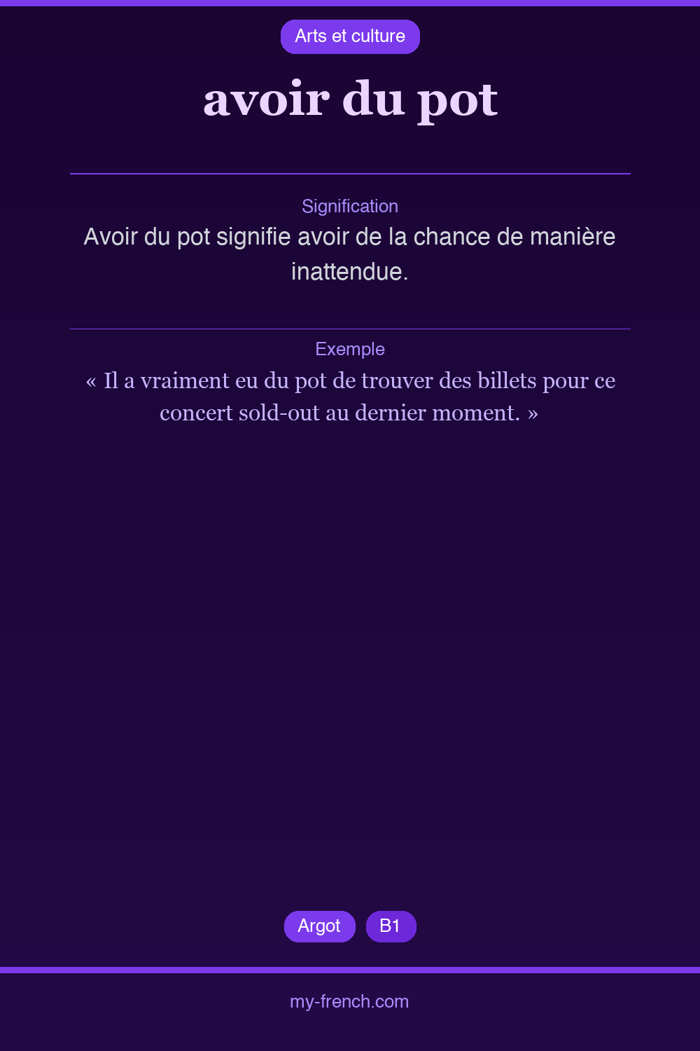 avoir du pot : que veut dire cette expression ?