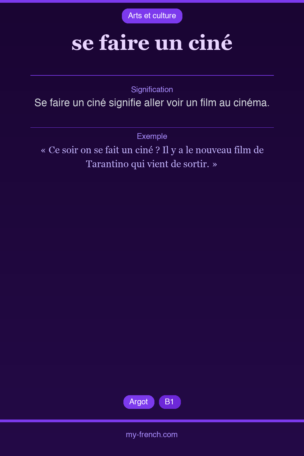 se faire un ciné : que veut dire cette expression ?