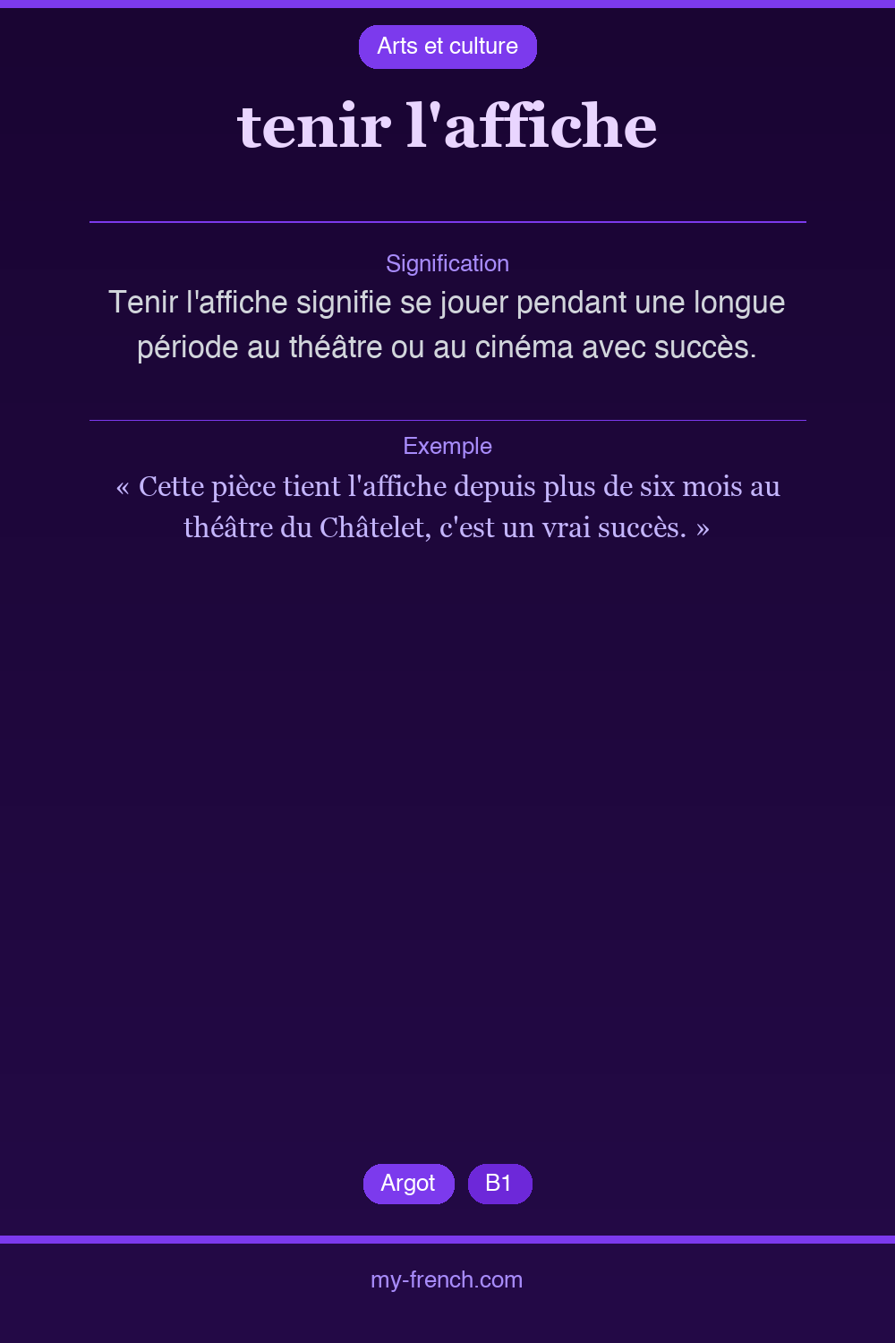 tenir l'affiche : que veut dire cette expression ?