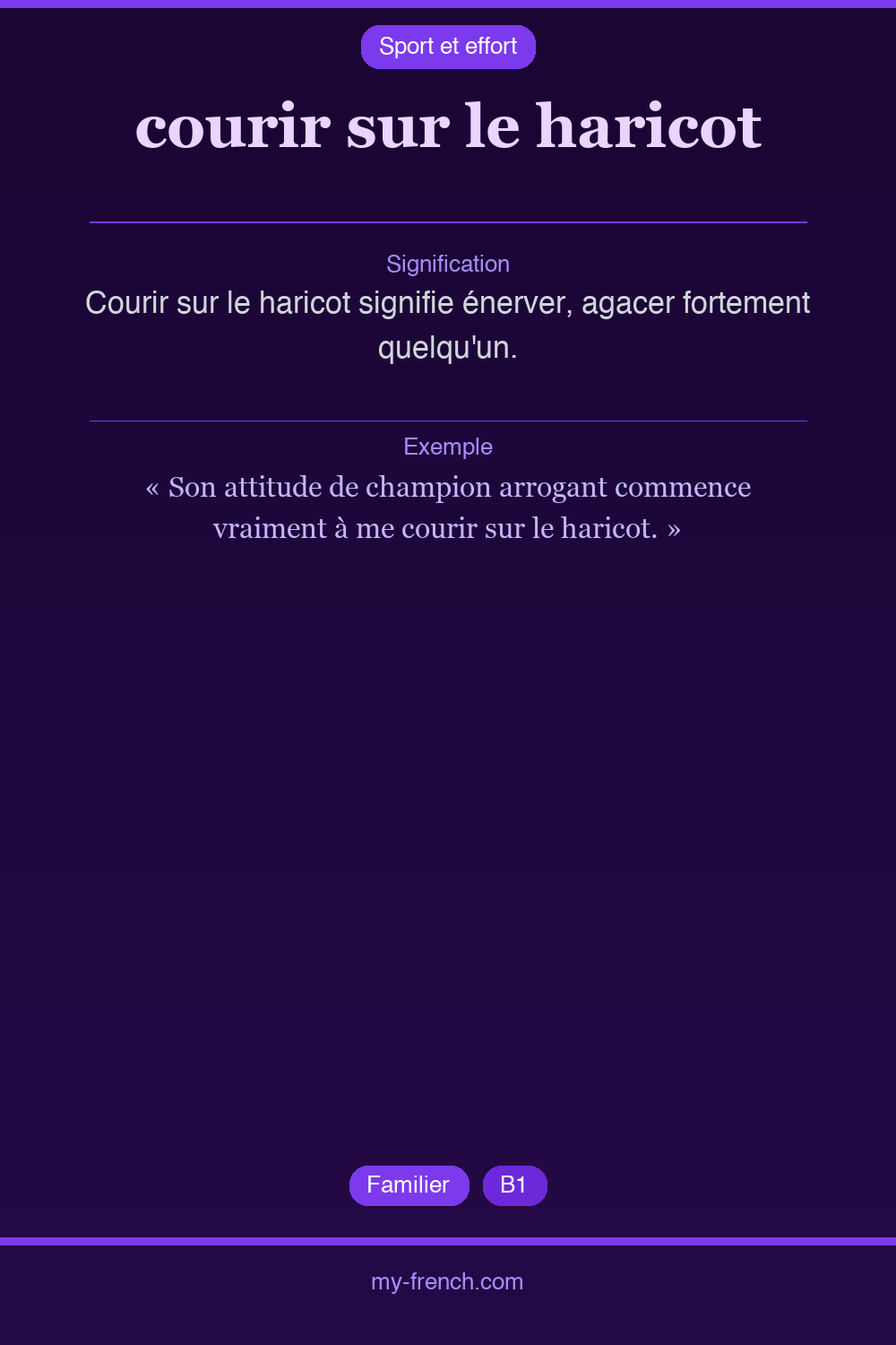 courir sur le haricot : que veut dire cette expression ?