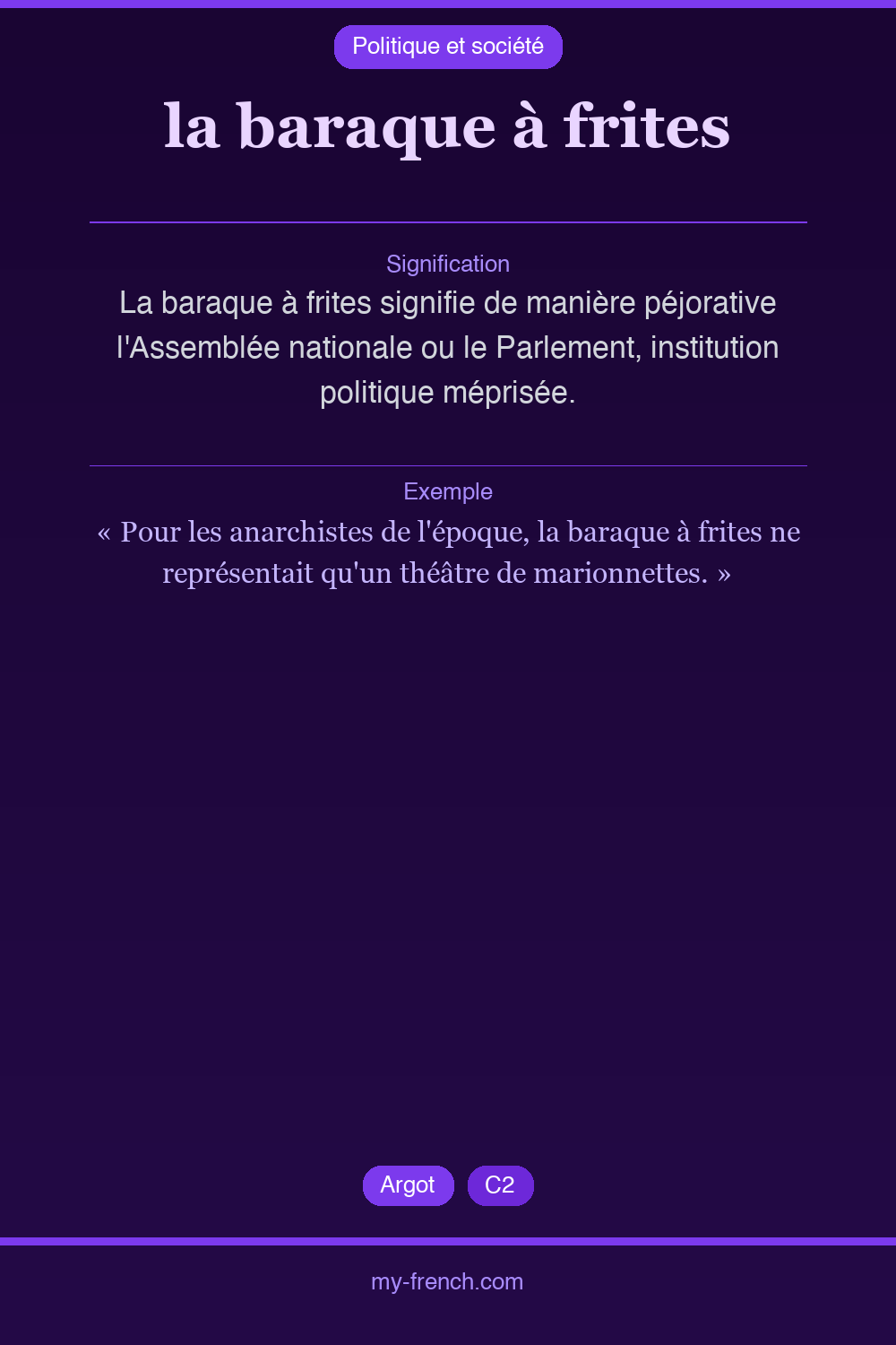 la baraque à frites : que veut dire cette expression ?