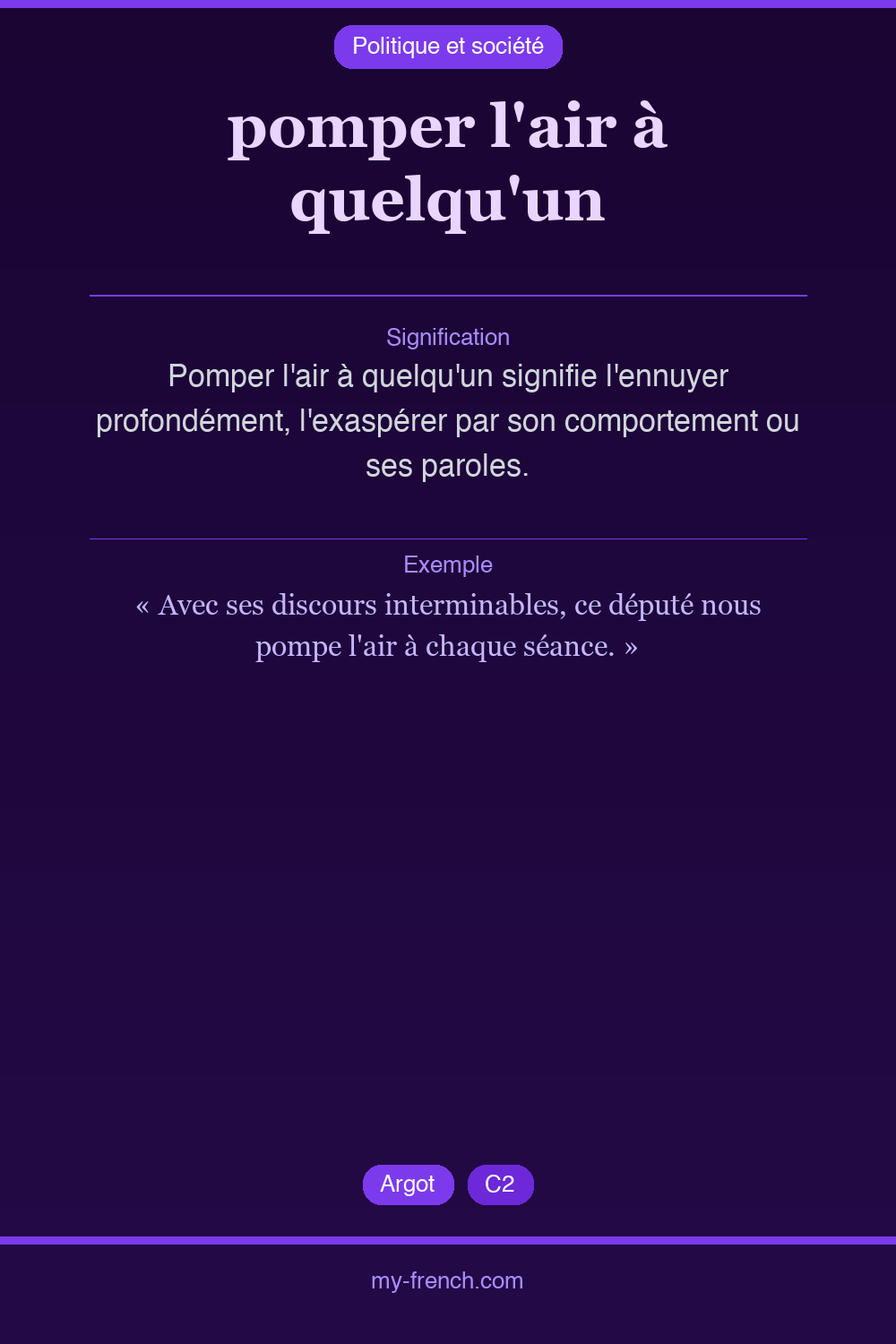 pomper l'air à quelqu'un : que veut dire cette expression ?