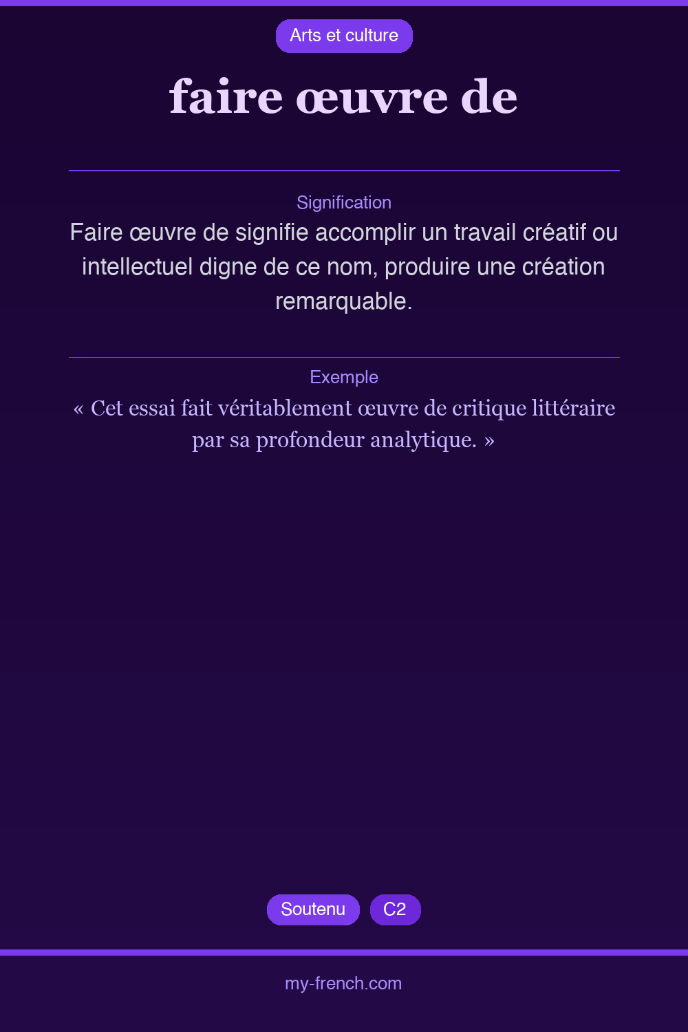 faire œuvre de : que veut dire cette expression ?