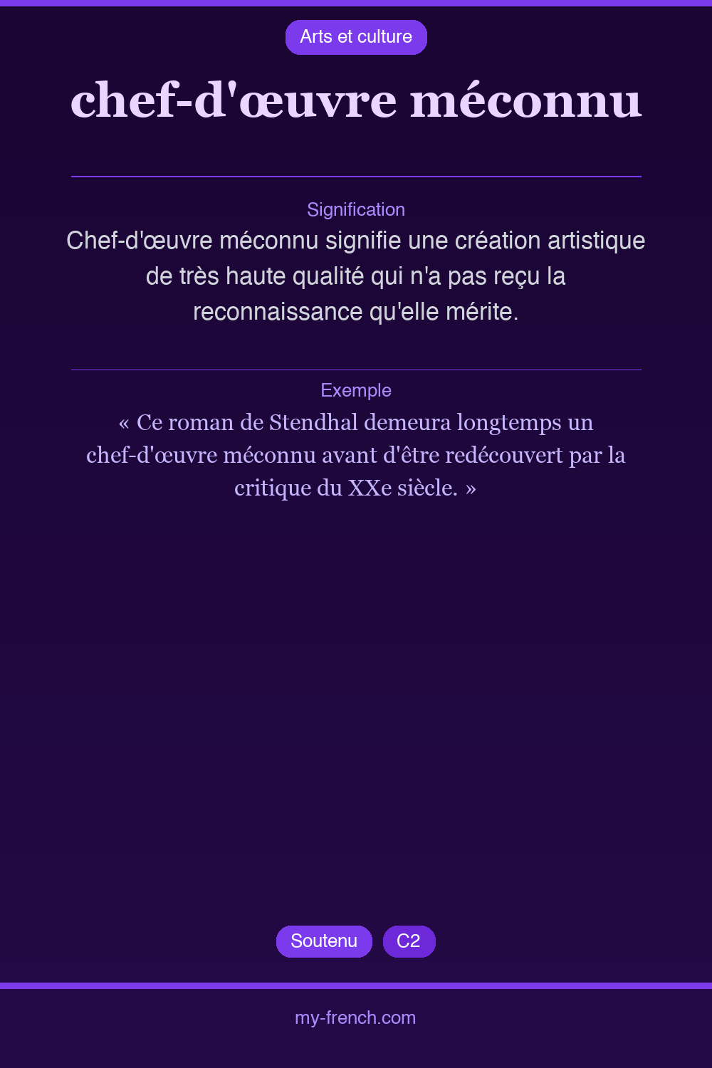 chef-d'œuvre méconnu : que veut dire cette expression ?