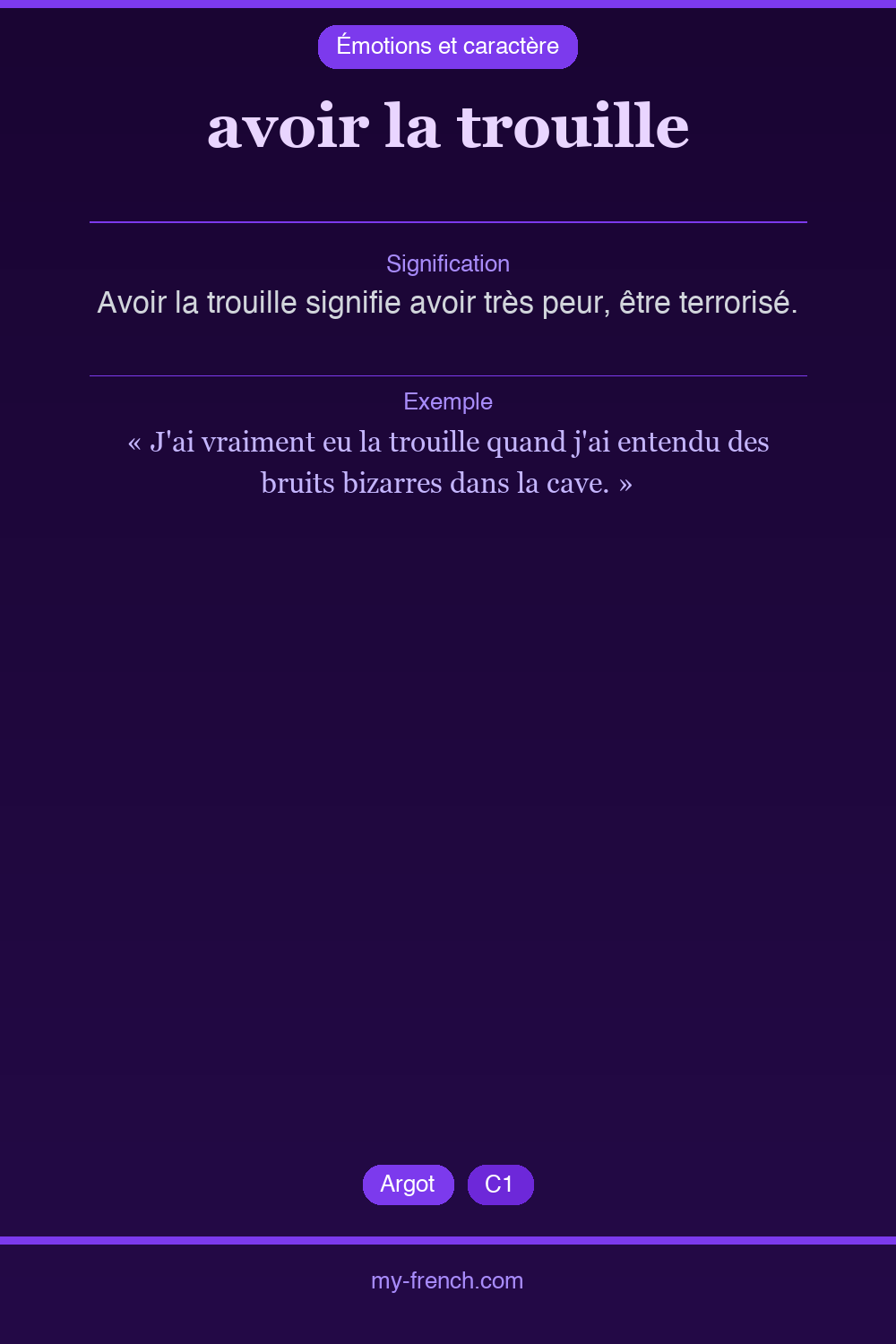 avoir la trouille : que veut dire cette expression ?