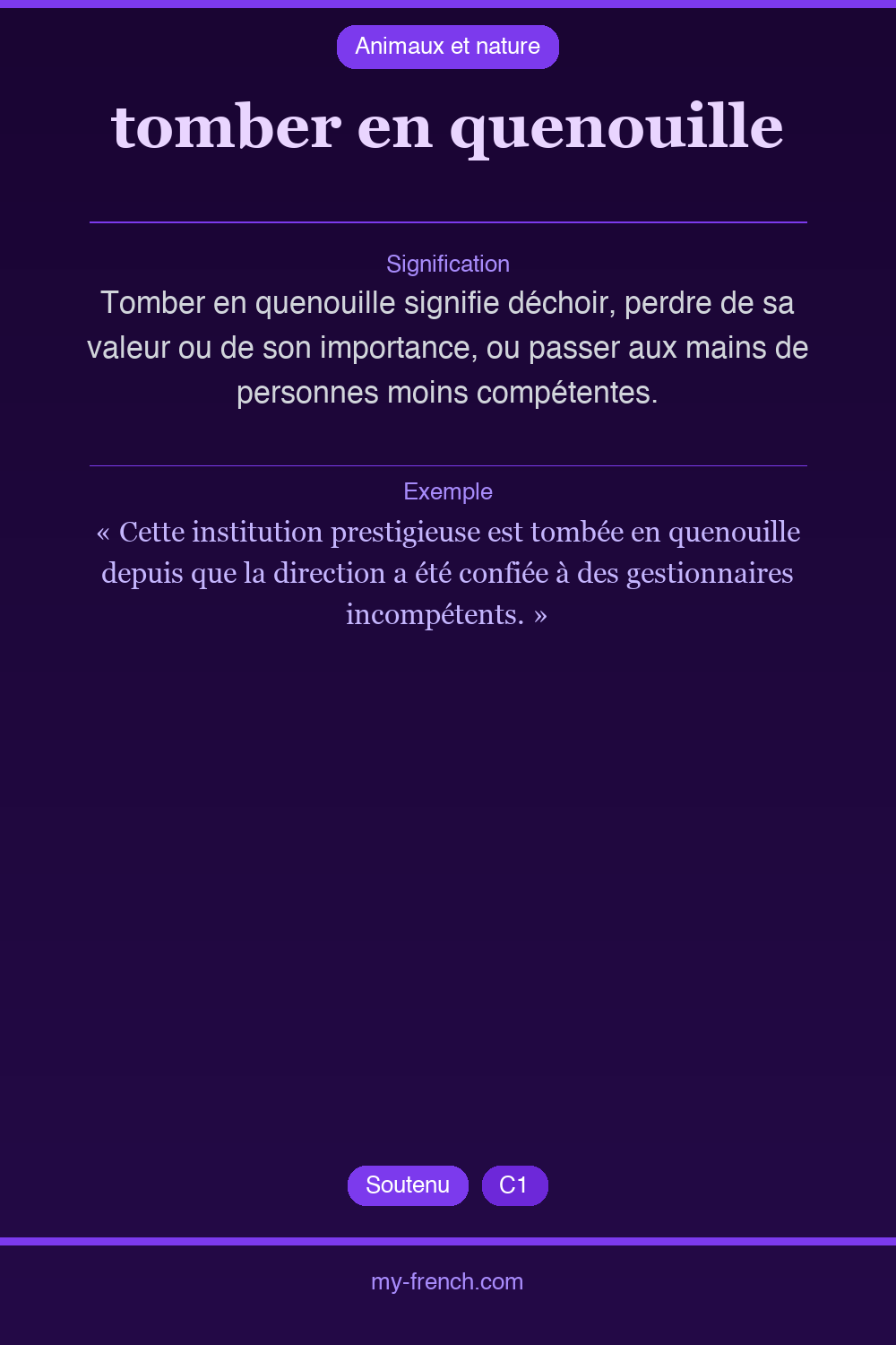 tomber en quenouille : que veut dire cette expression ?