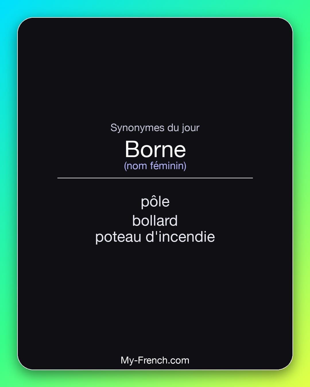 Synonymes de « borne »