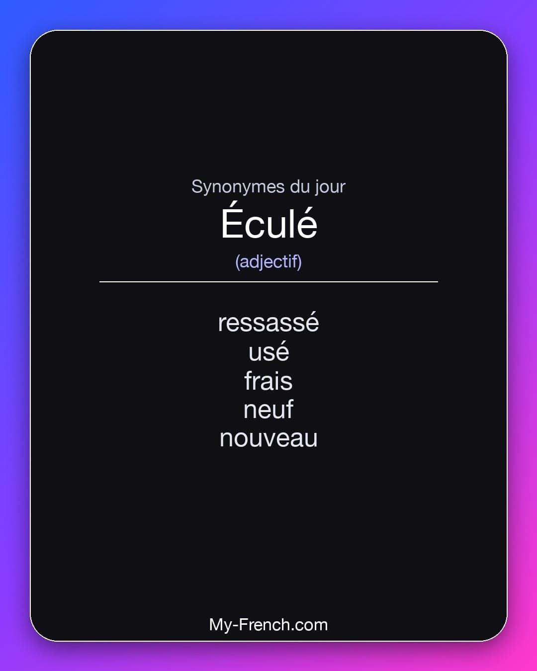Synonymes de « éculé »