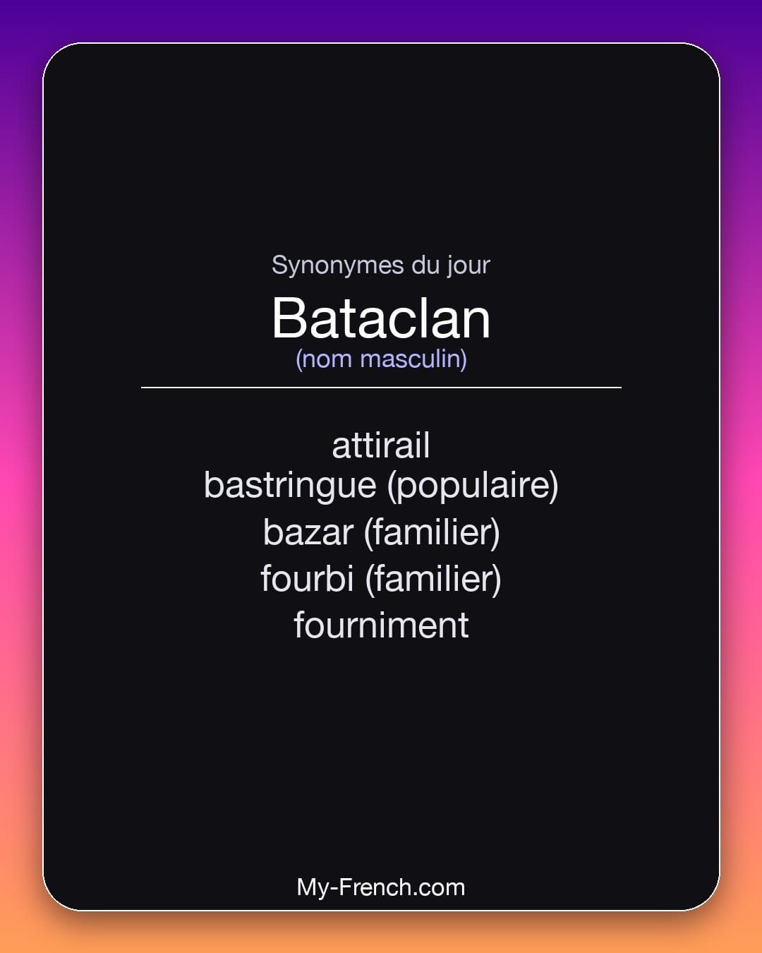 Synonymes de « bataclan »