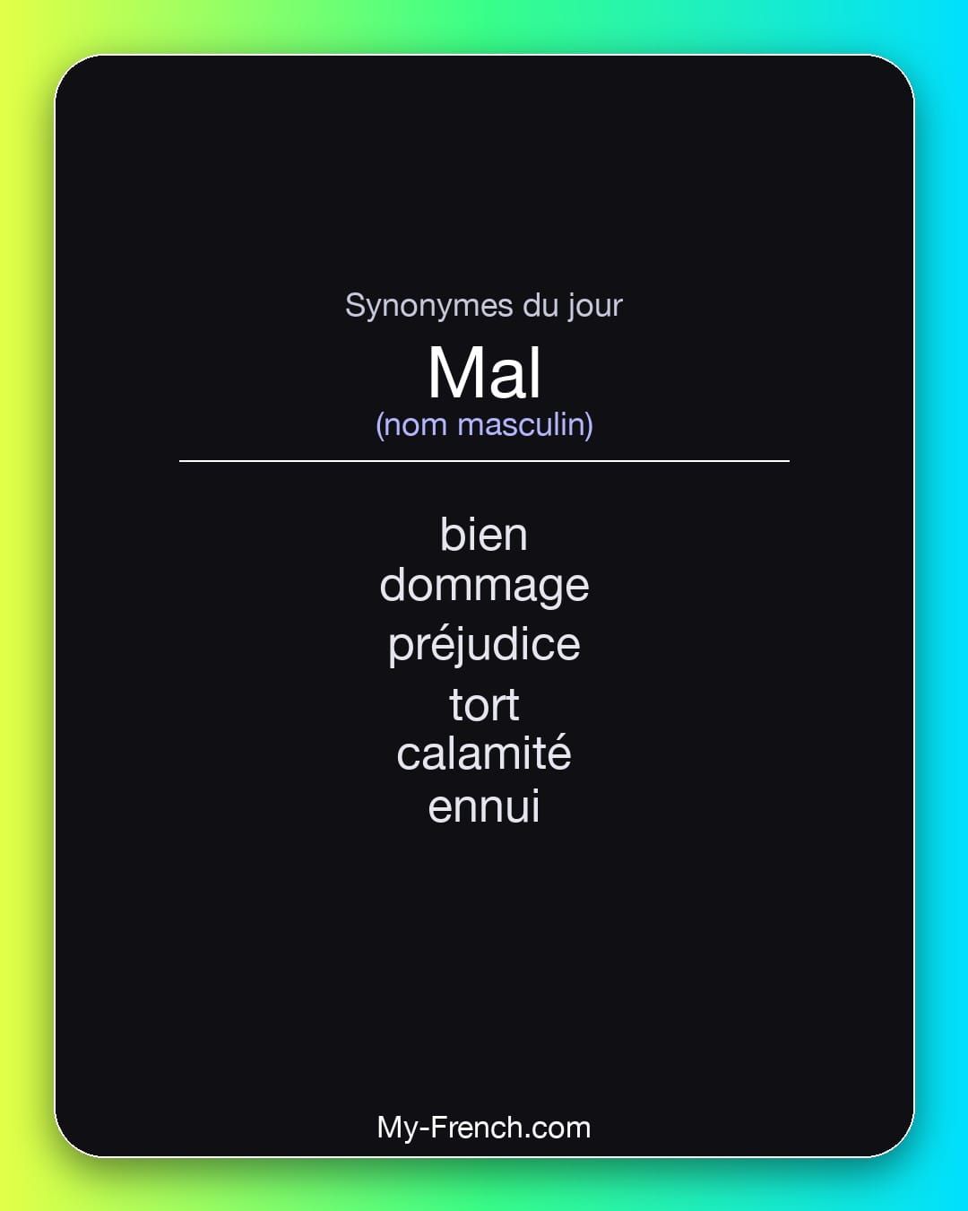 Synonymes de « mal »