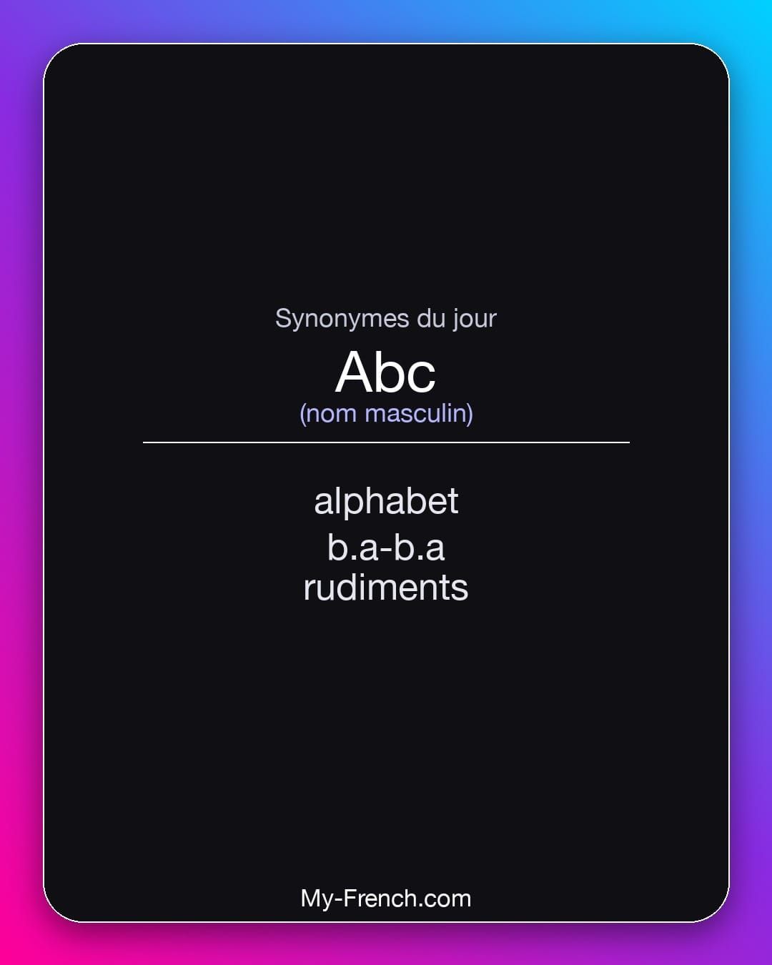 Synonymes de « abc »