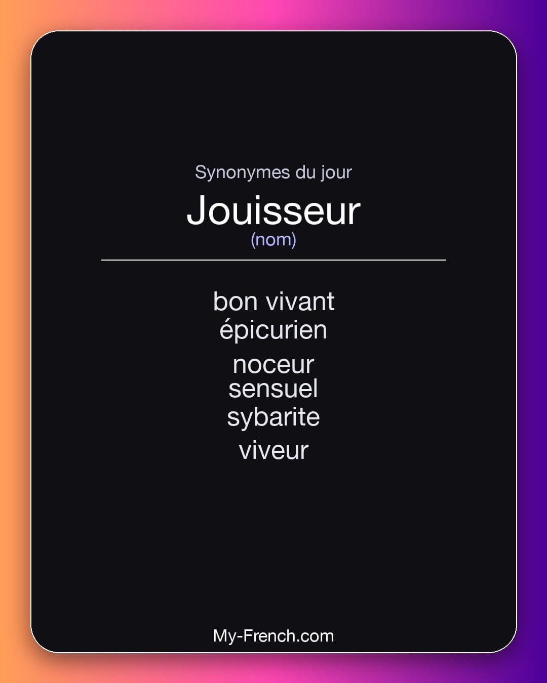 Synonymes de « jouisseur »
