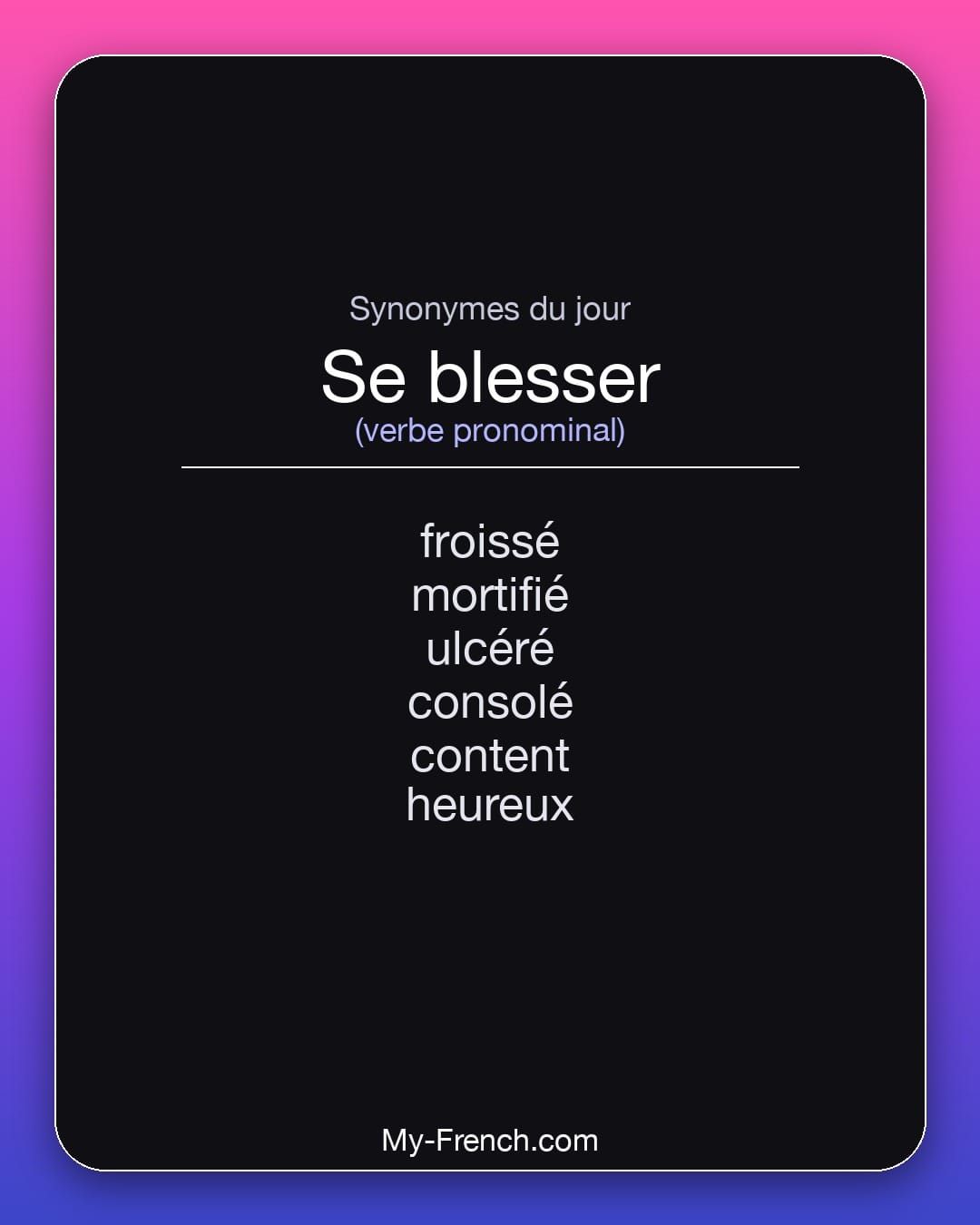 Synonymes de « se blesser »