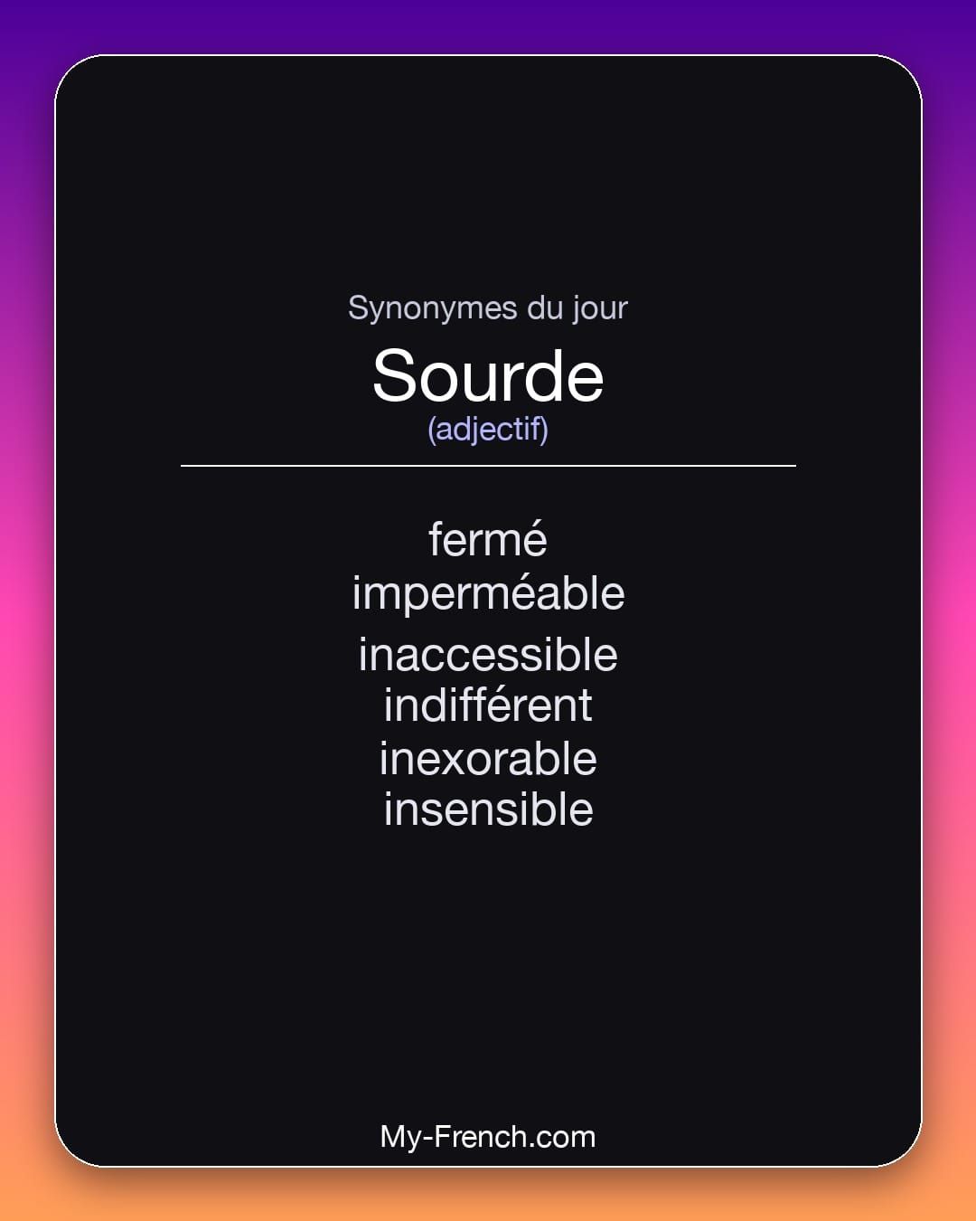 Synonymes de « sourde »