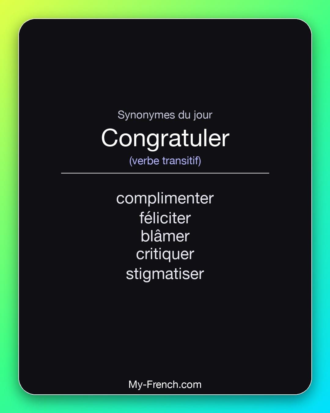 Synonymes de « congratuler »