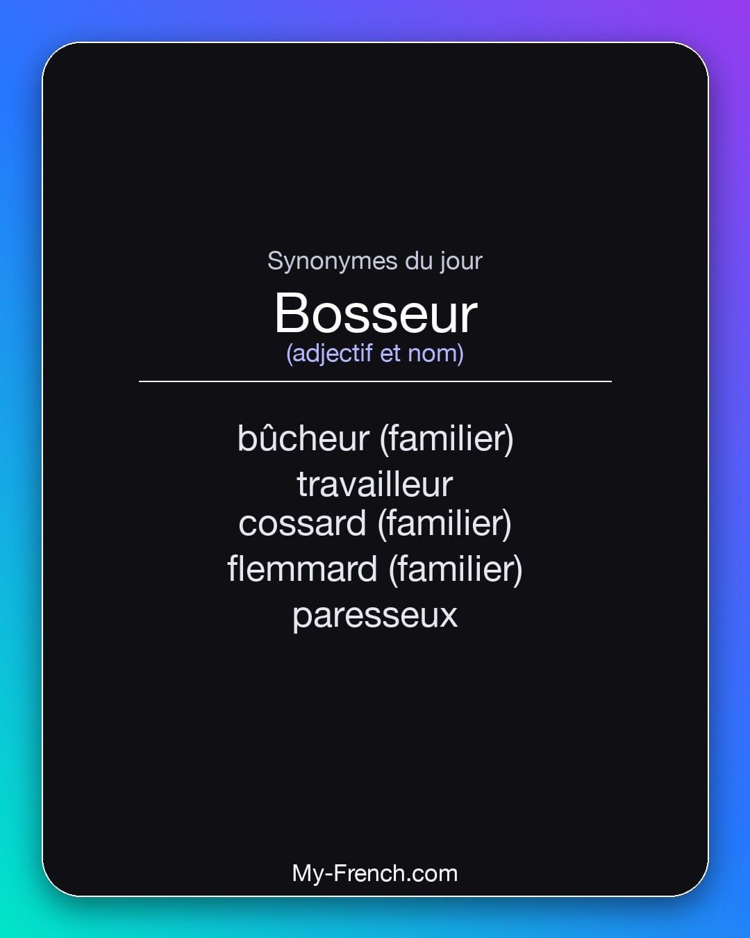 Synonymes de « bosseur »