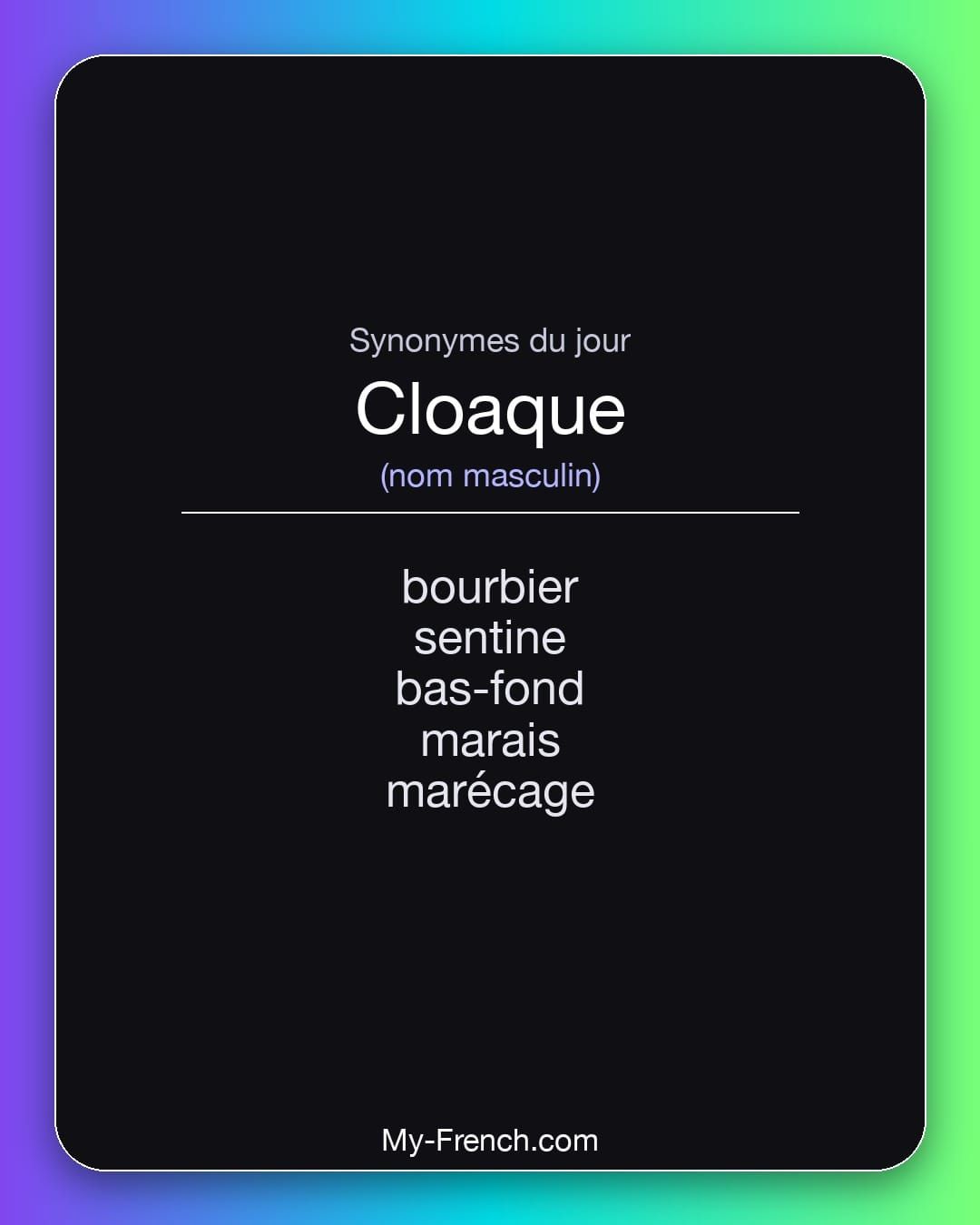 Synonymes de « cloaque »