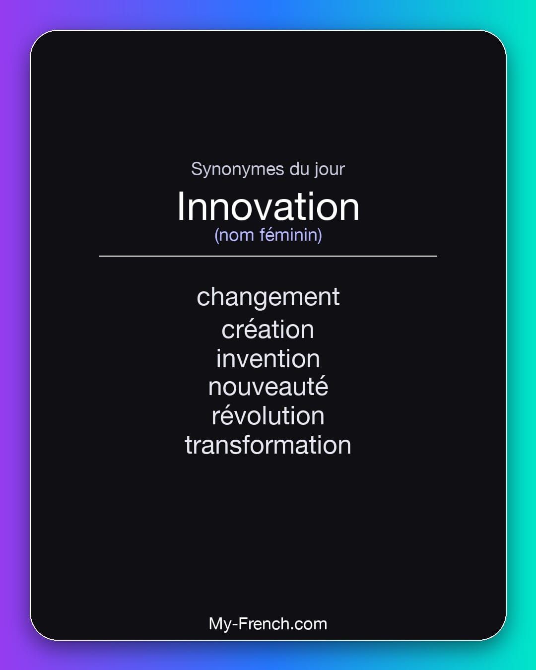 Synonymes de « innovation »