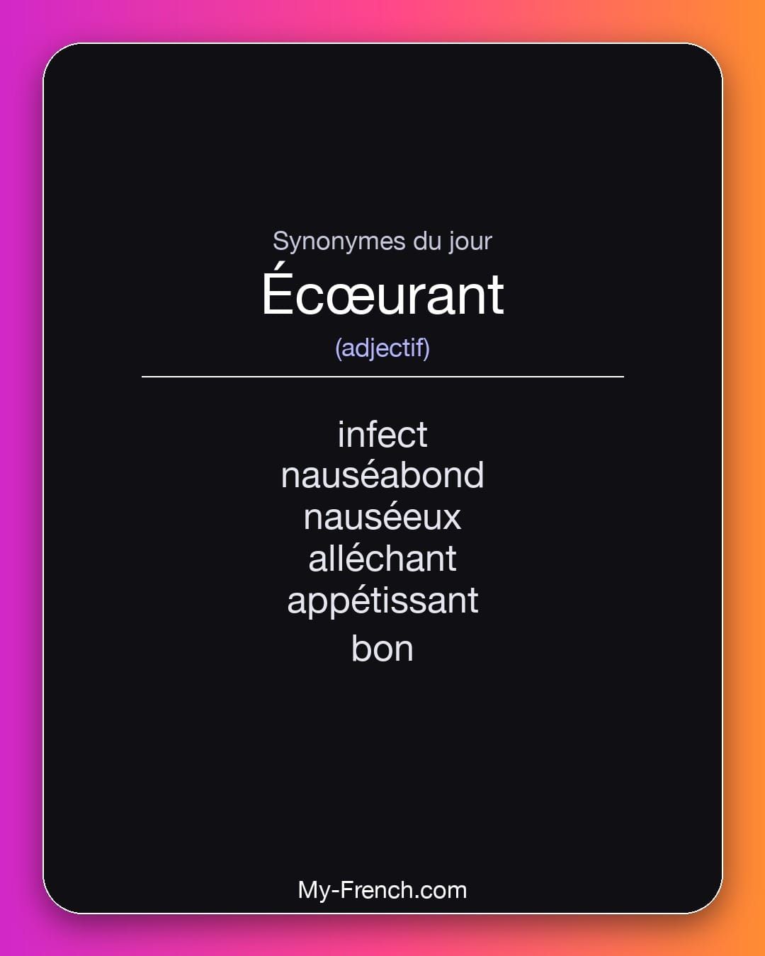 Synonymes de « écœurant »
