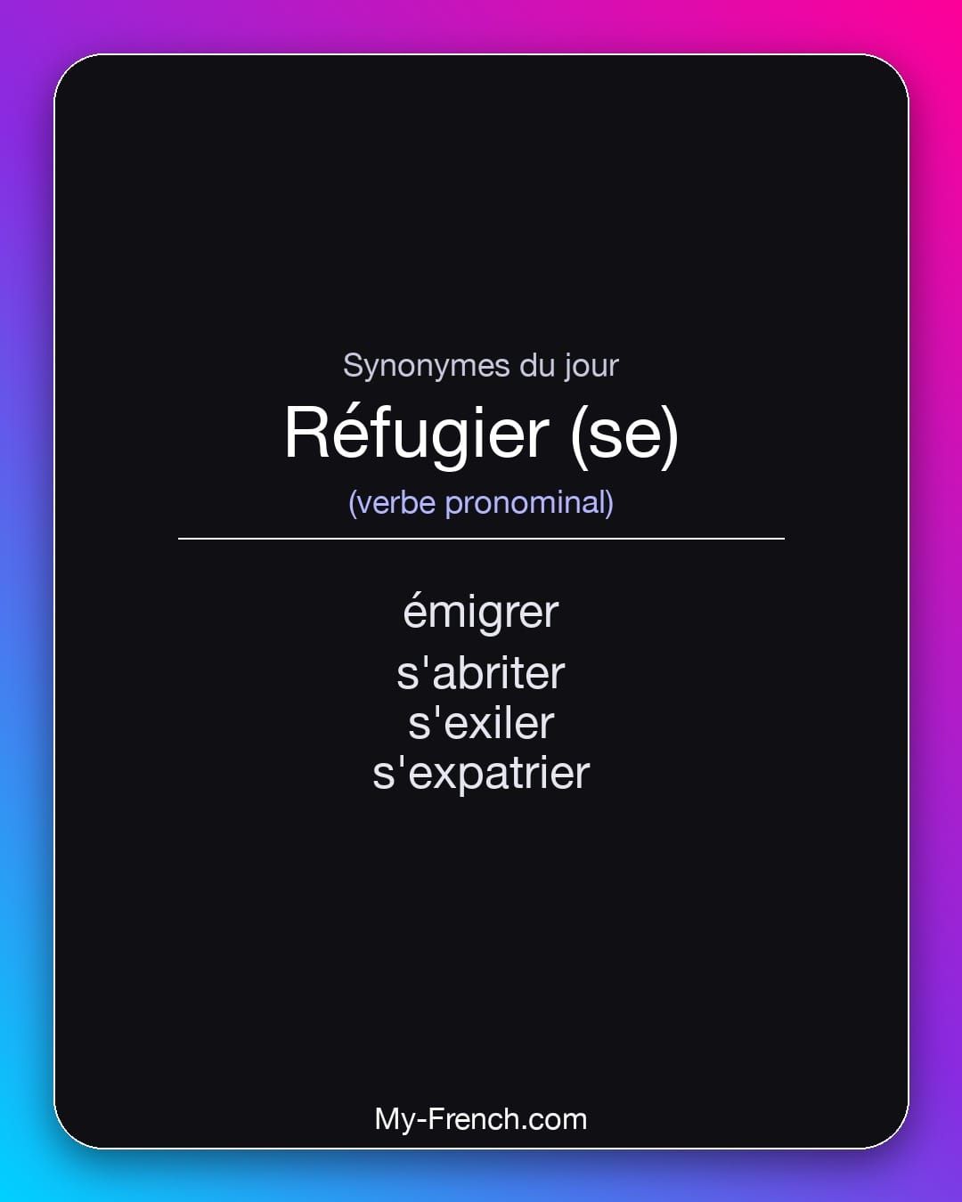 Synonymes de « réfugier (se) »