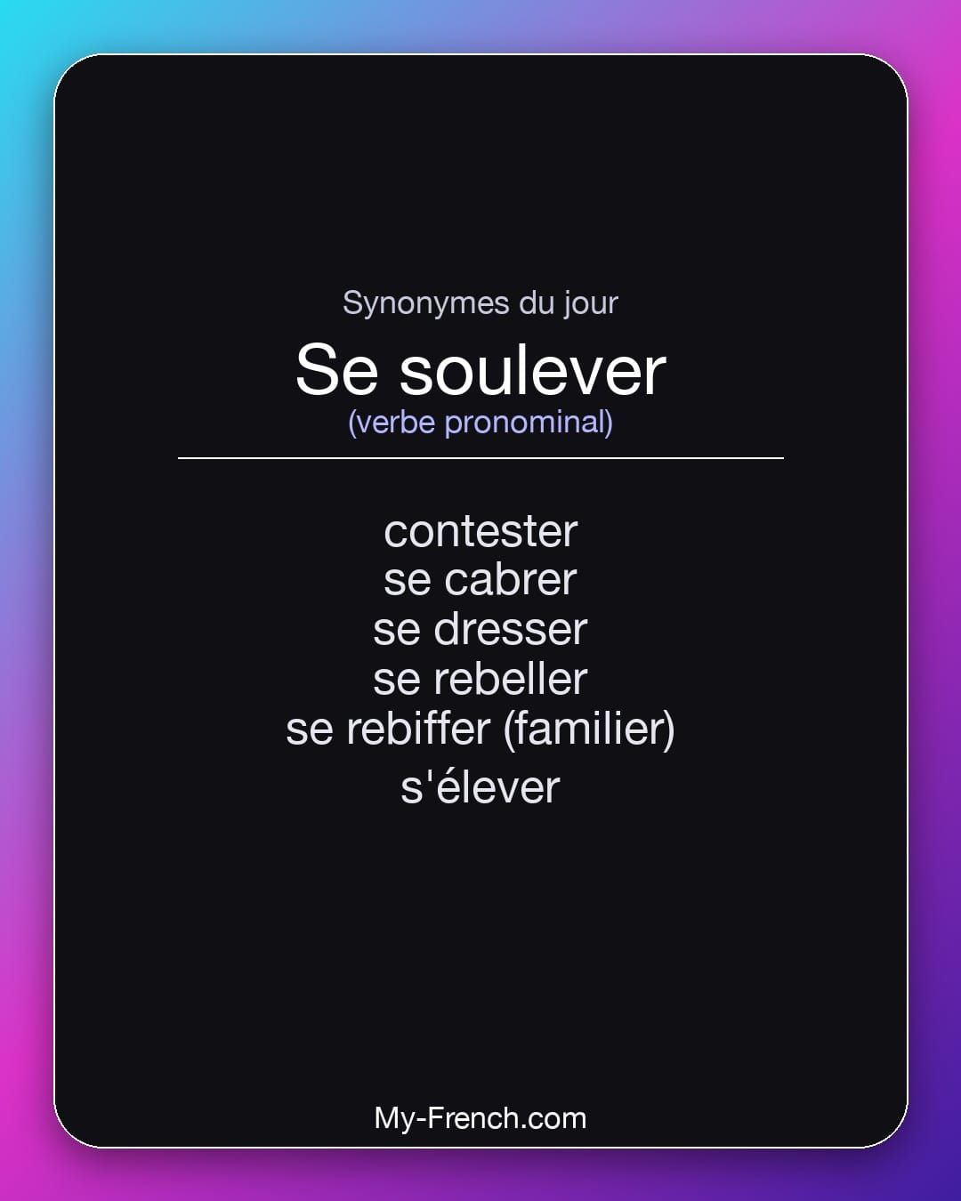 Synonymes de « se soulever »