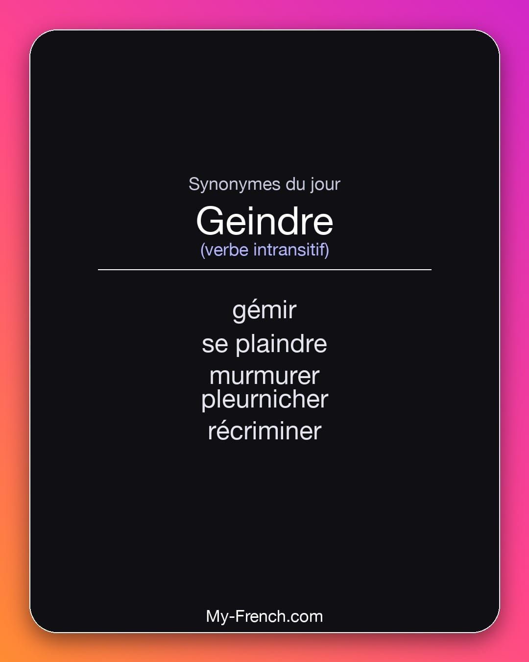 Synonymes de « geindre »