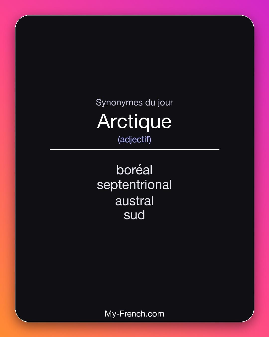 Synonymes de « arctique »
