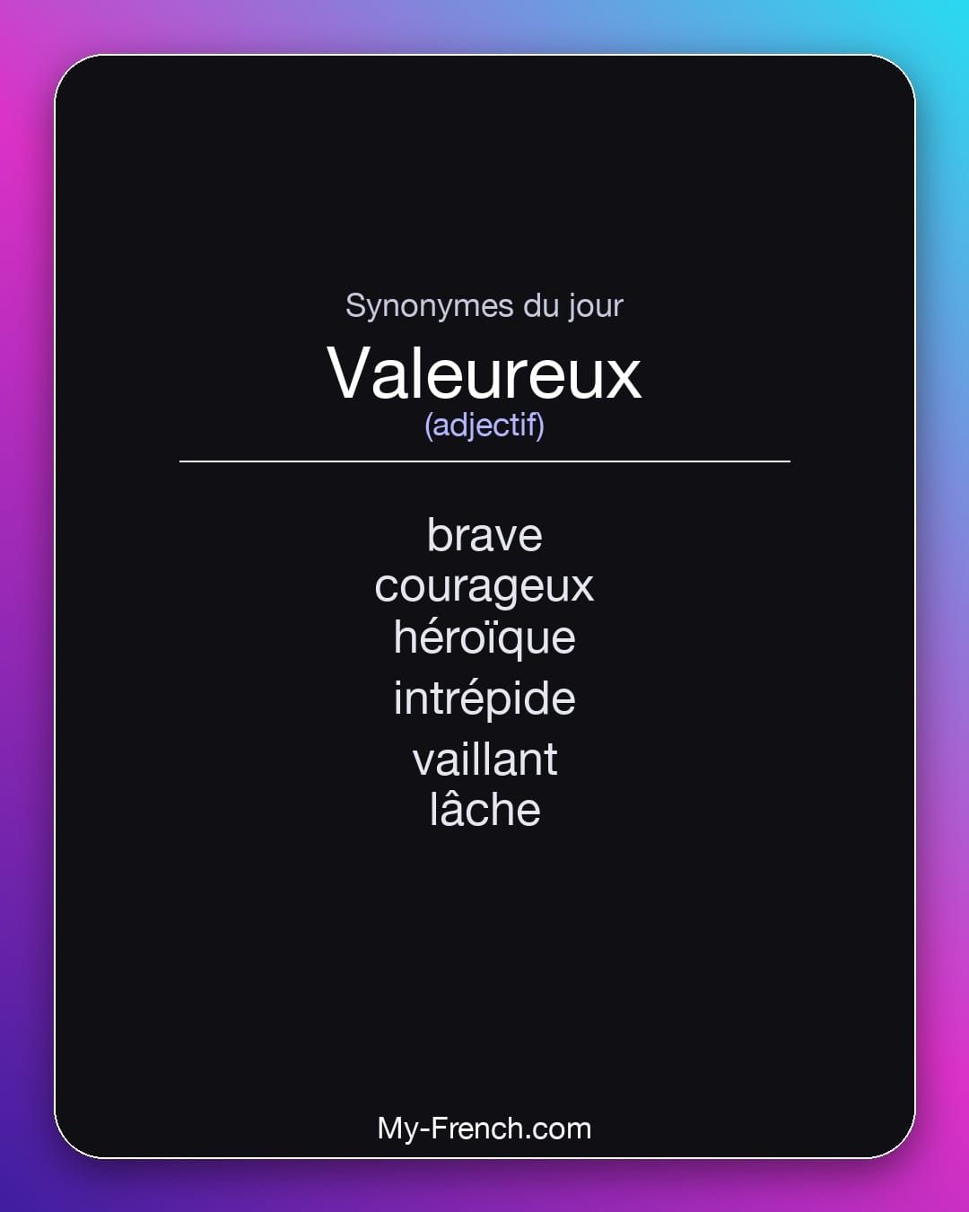 Synonymes de « valeureux »