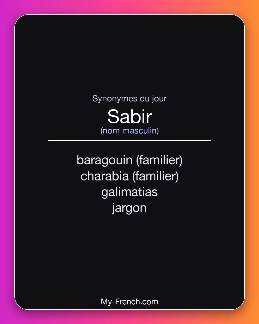 Synonymes de « sabir »