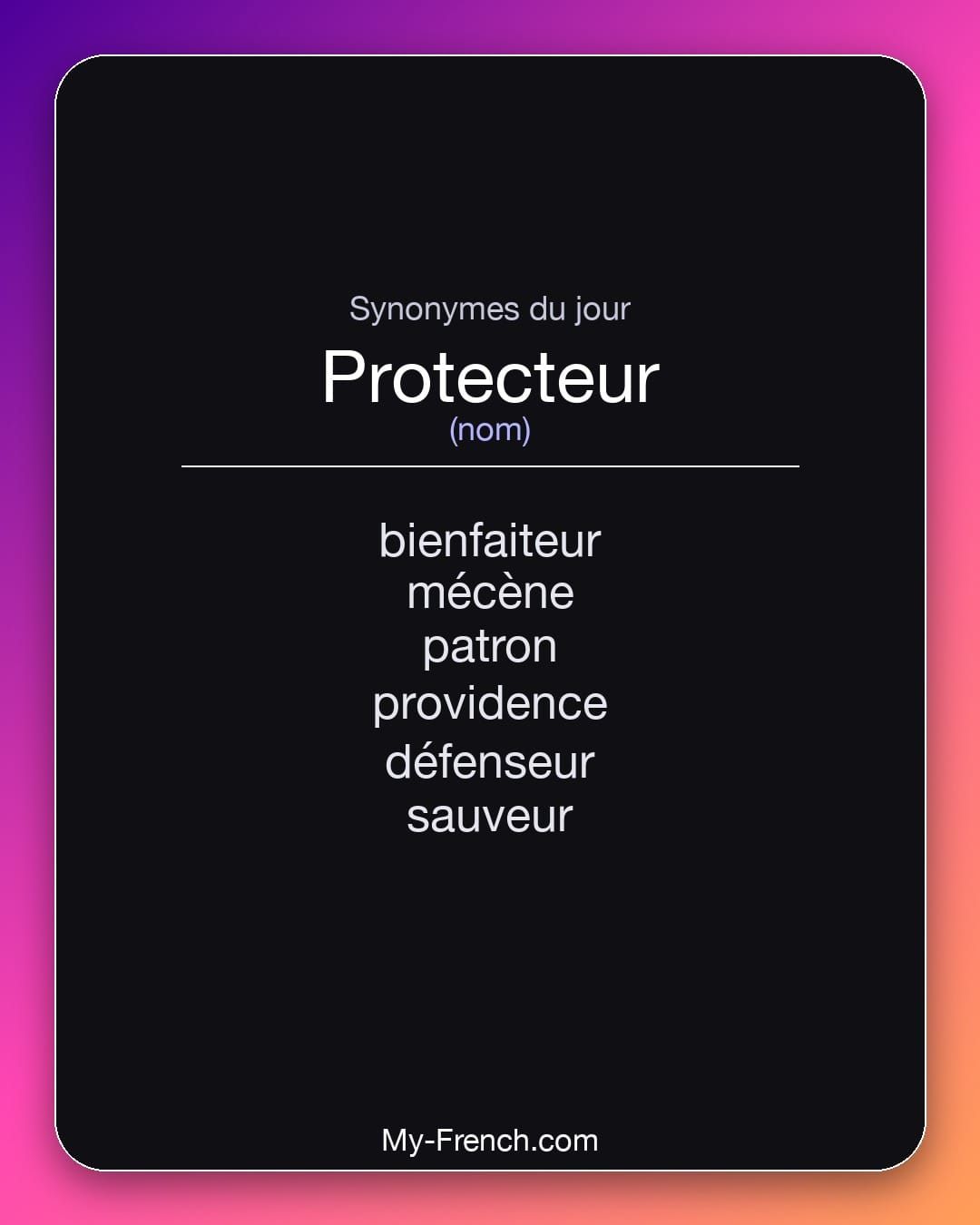 Synonymes de « protecteur »