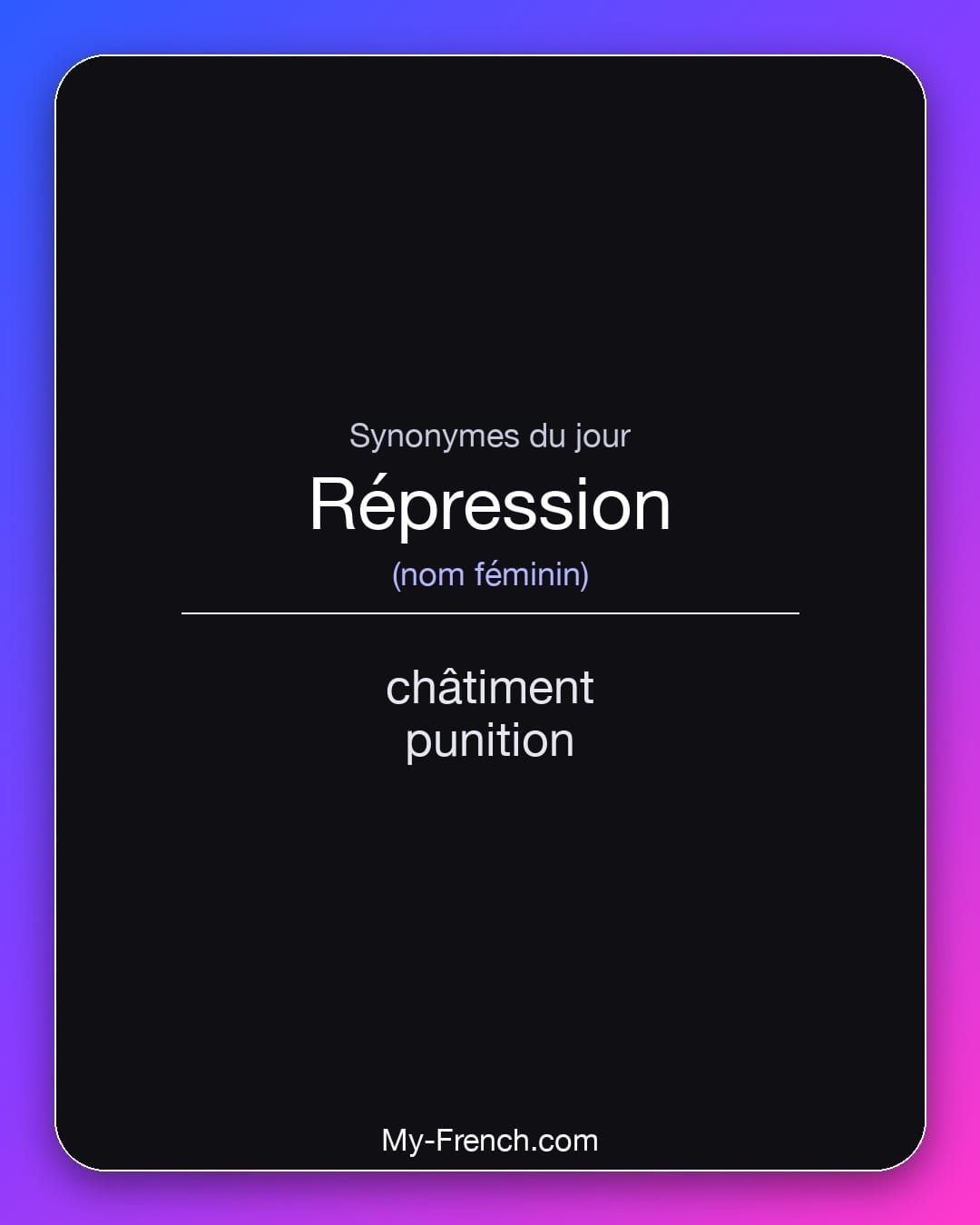 Synonymes de « répression »