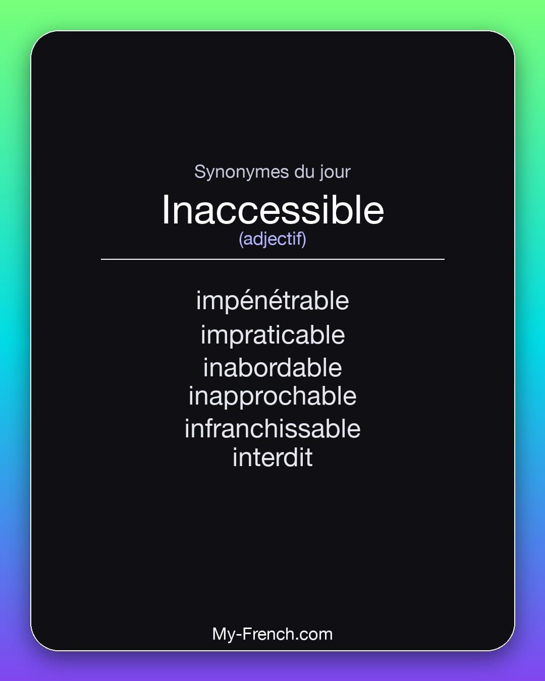 Synonymes de « inaccessible »