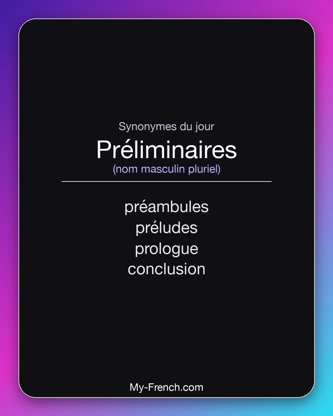 Synonymes de « préliminaires »