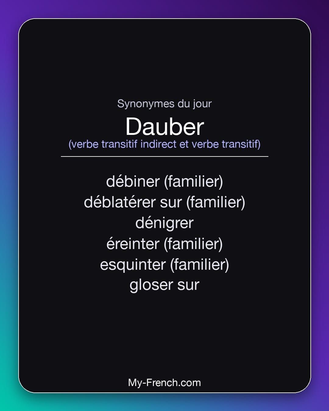 Synonymes de « dauber »