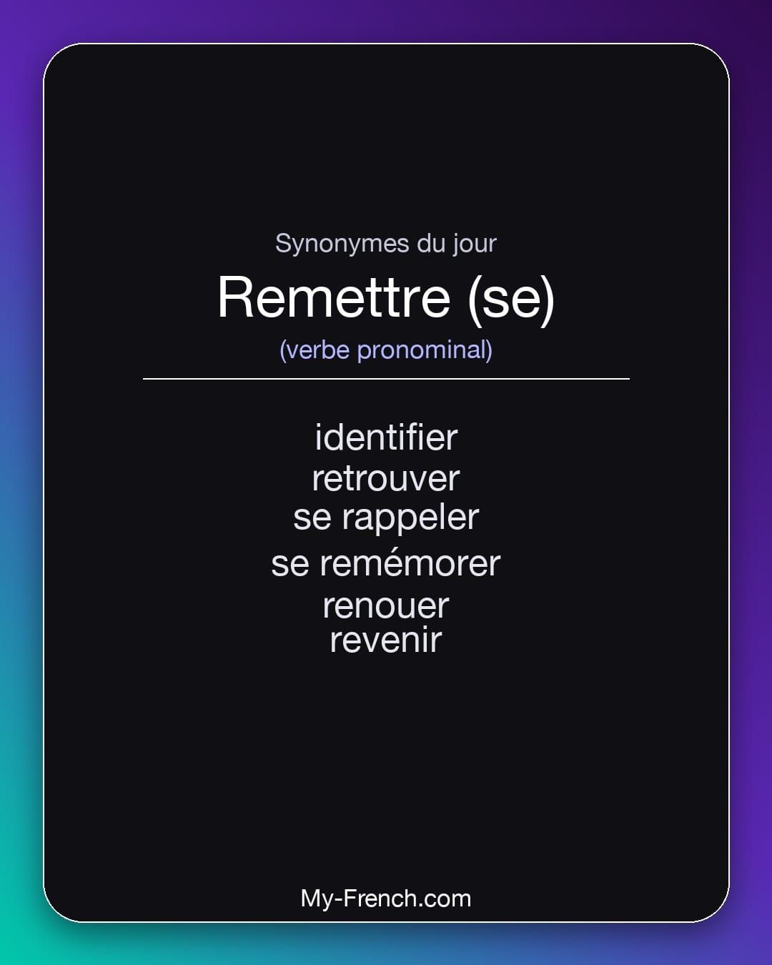 Synonymes de « remettre (se) »