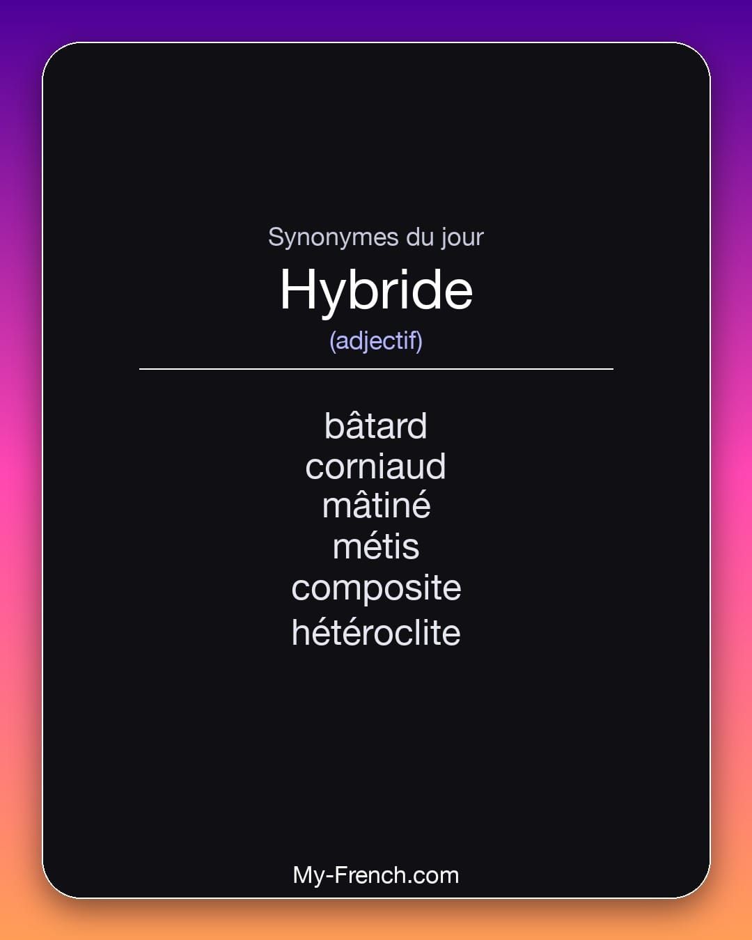 Synonymes de « hybride »
