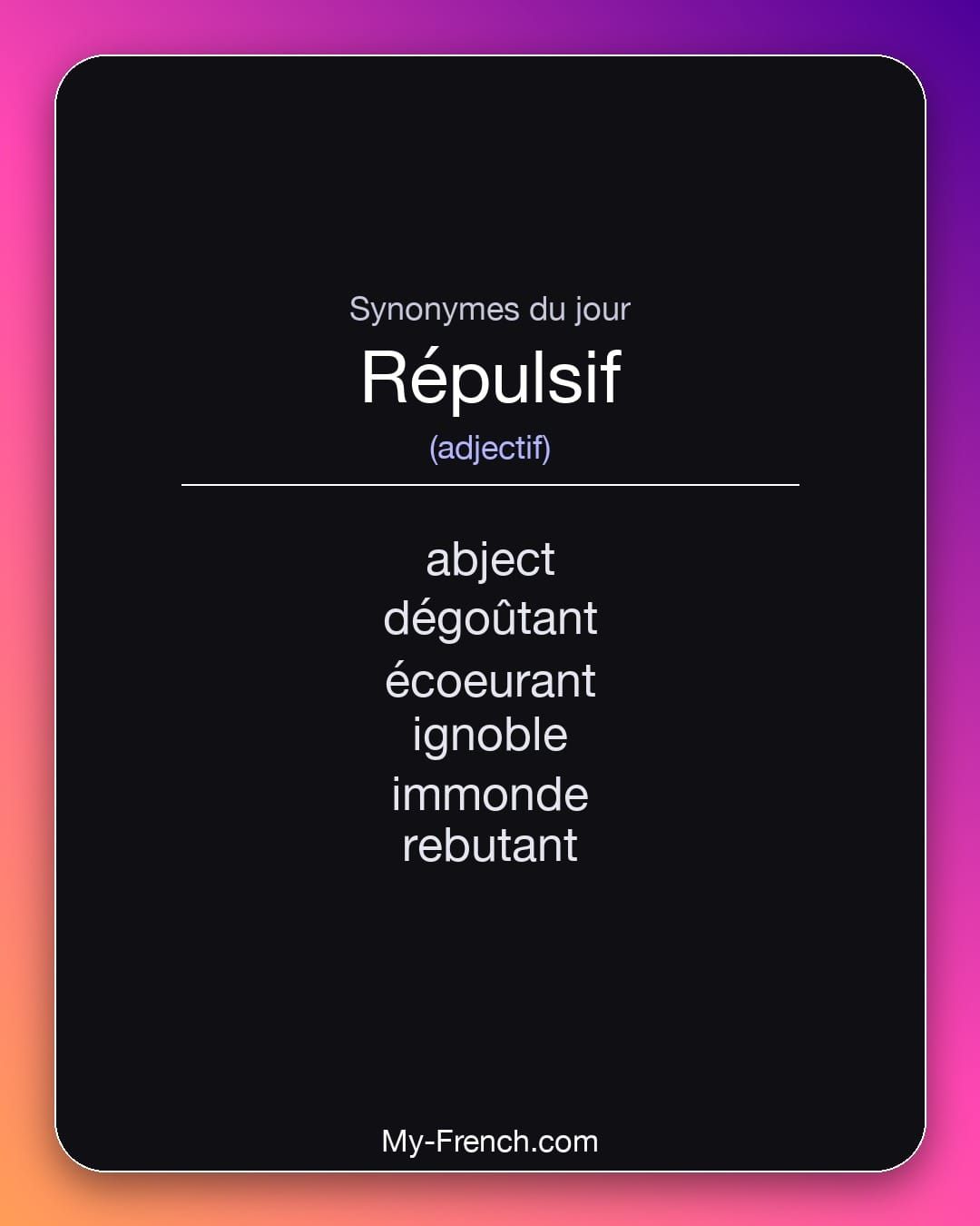 Synonymes de « répulsif »