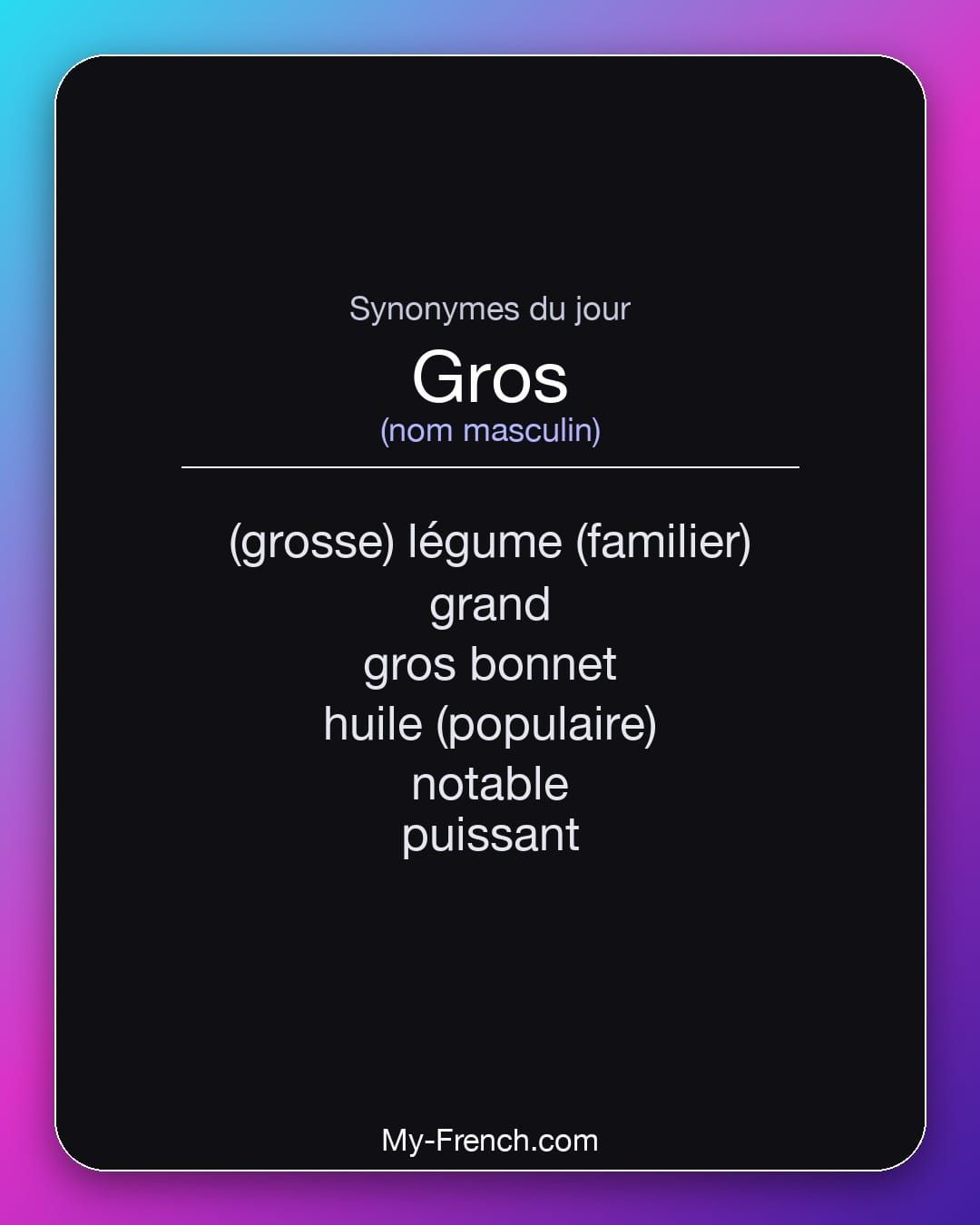 Synonymes de « gros »