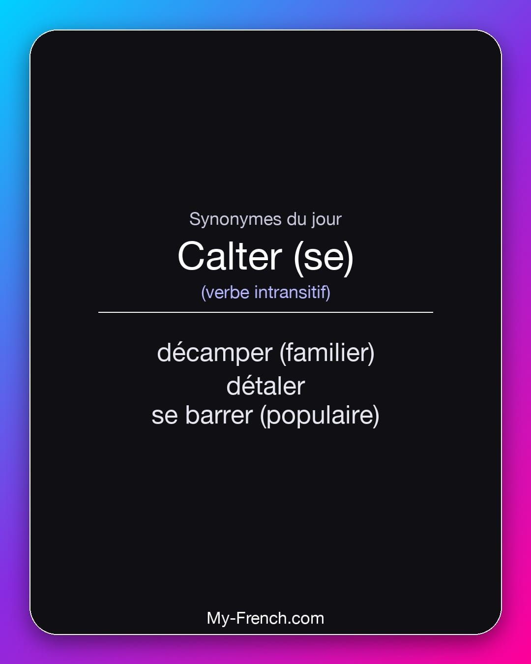 Synonymes de « calter (se) »
