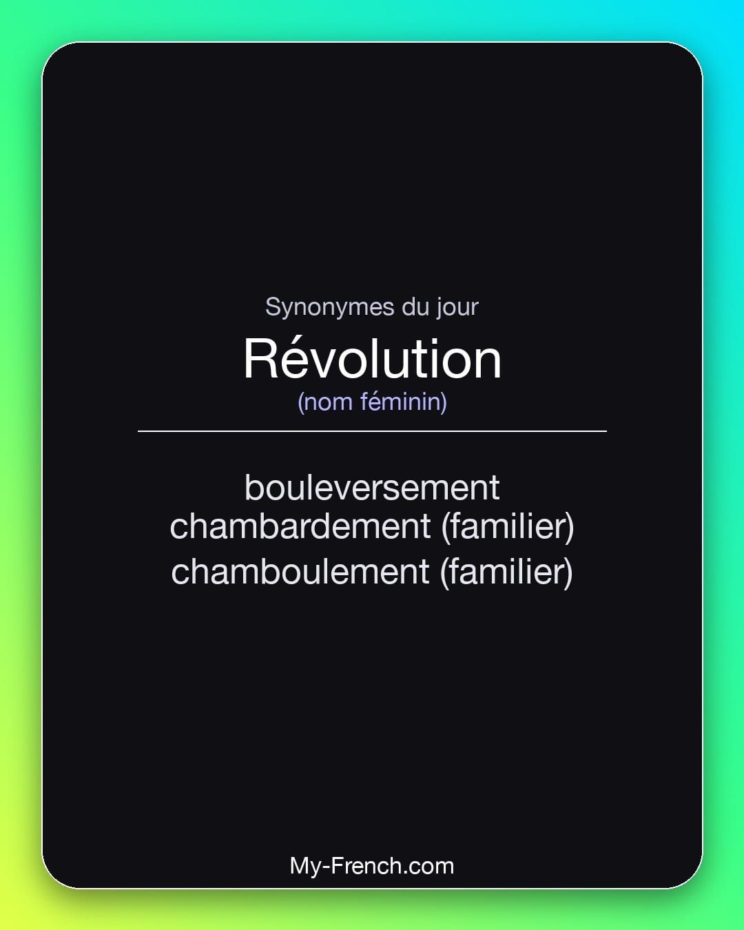 Synonymes de « révolution »