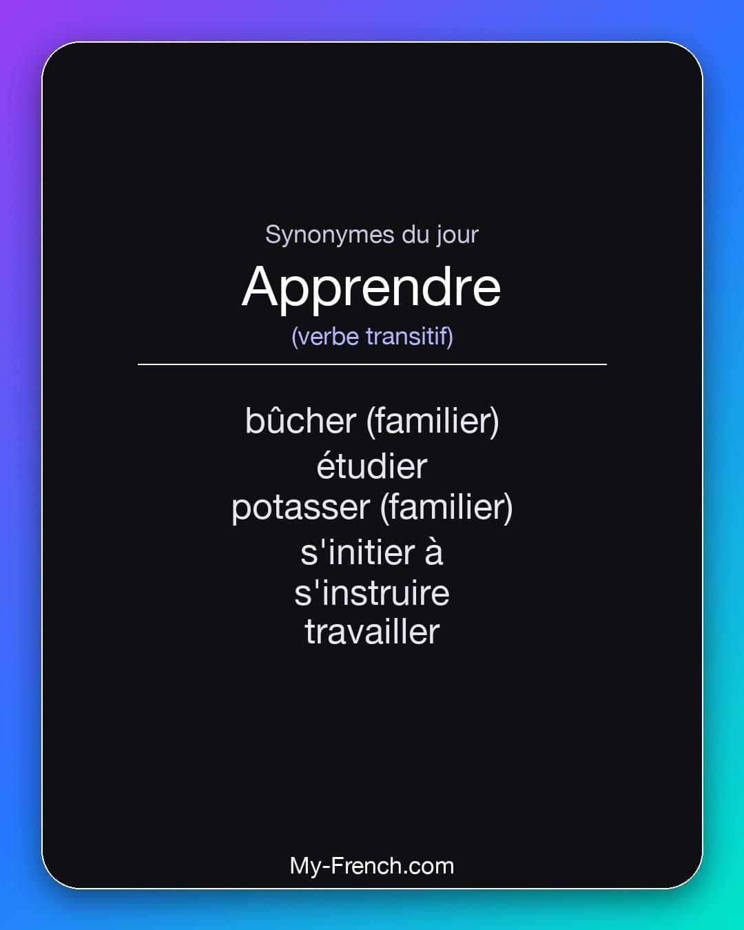 Synonymes de « apprendre »