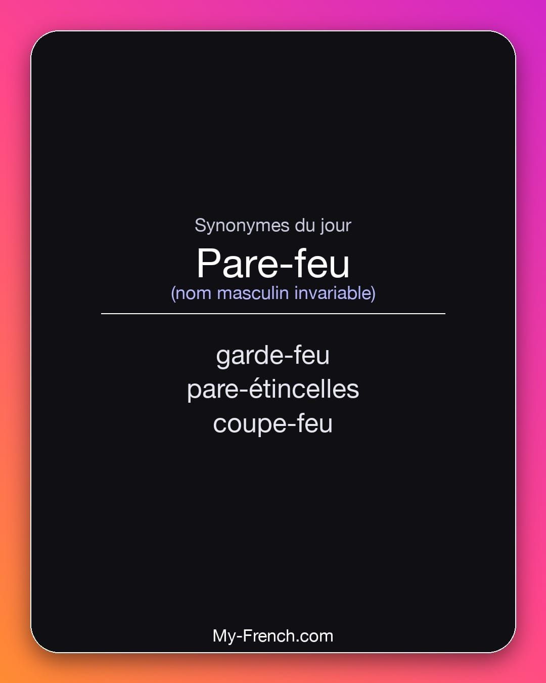 Synonymes de « pare-feu »