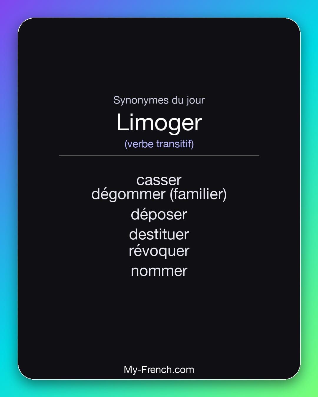 Synonymes de « limoger »