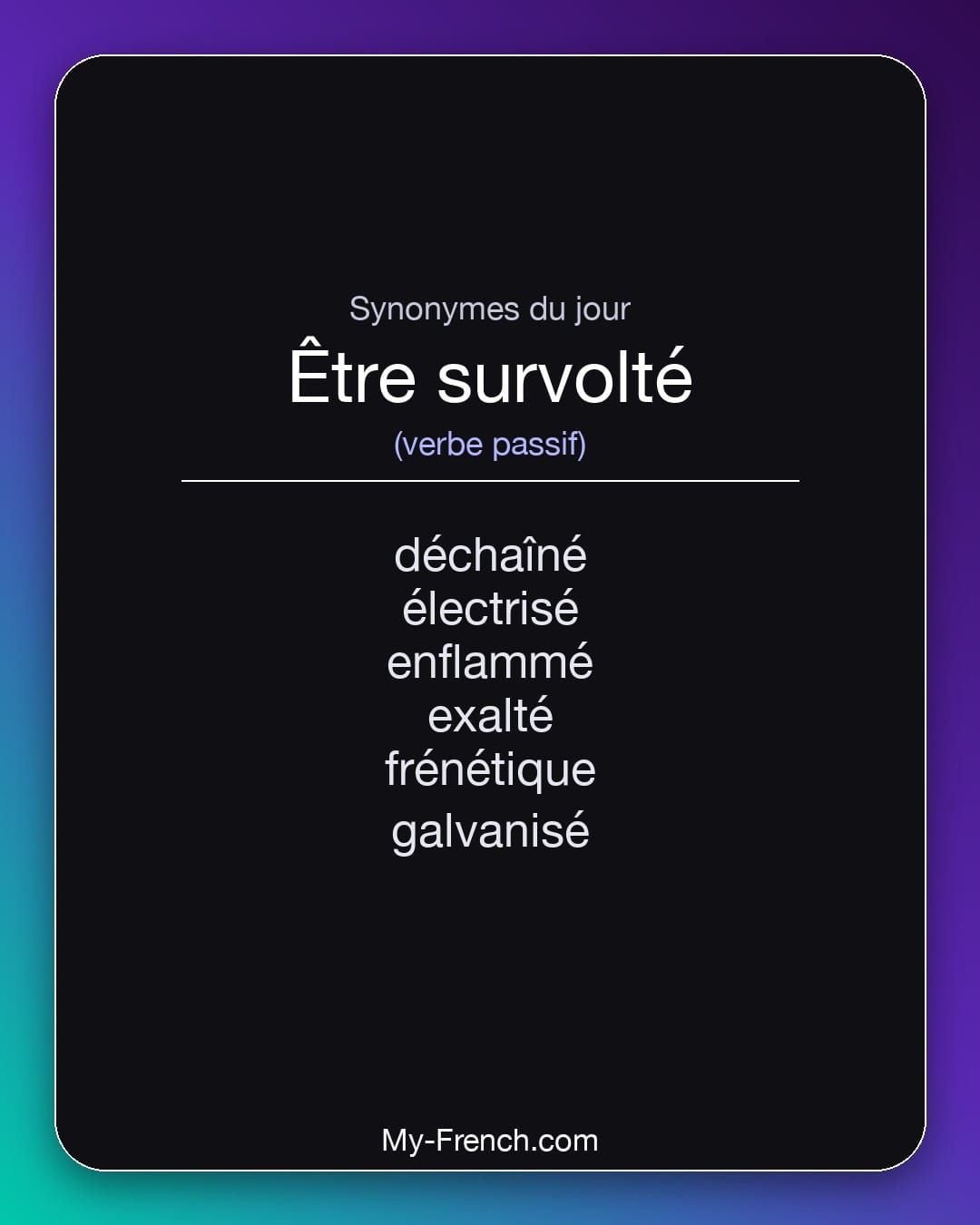 Synonymes de « être survolté »