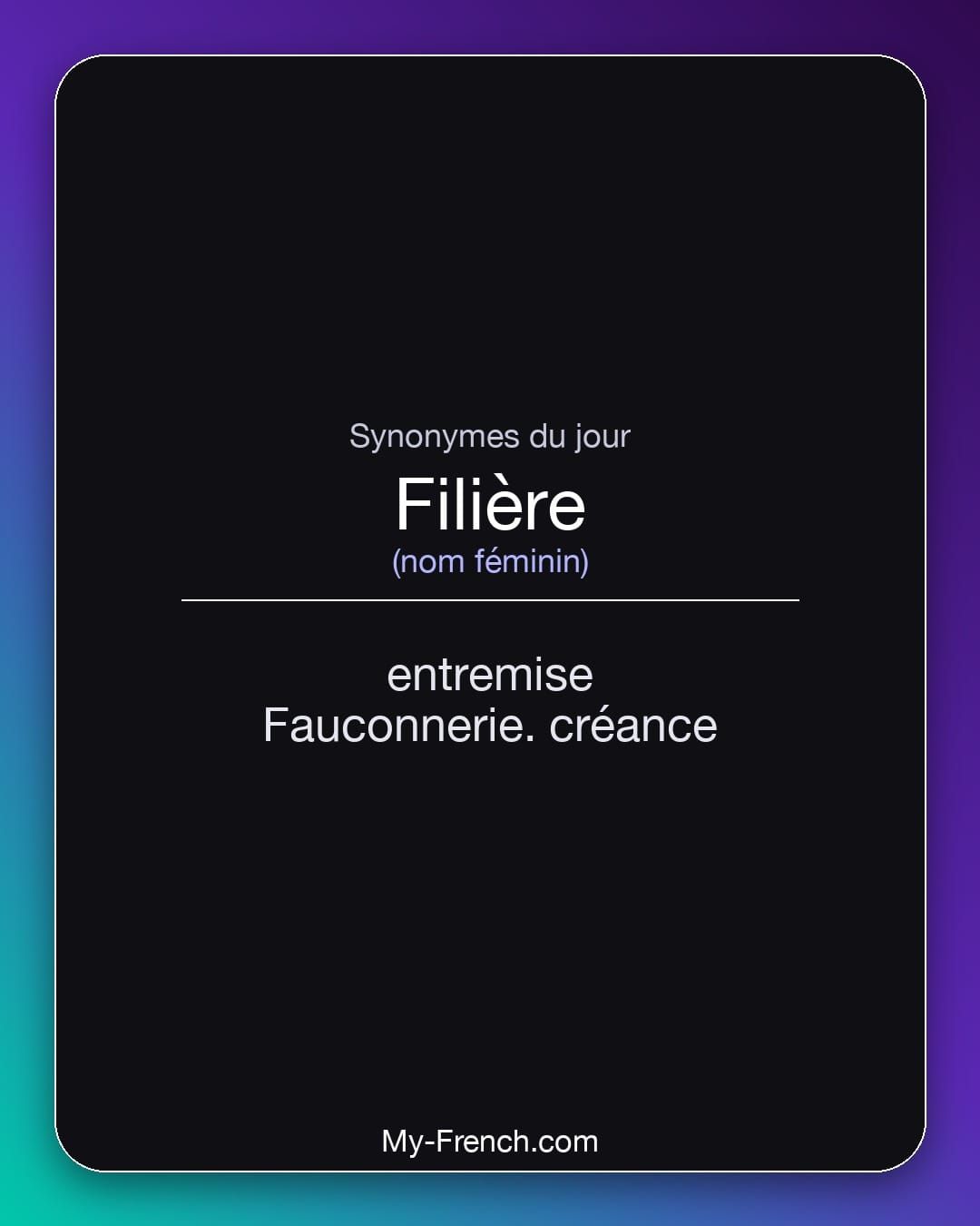 Synonymes de « filière »