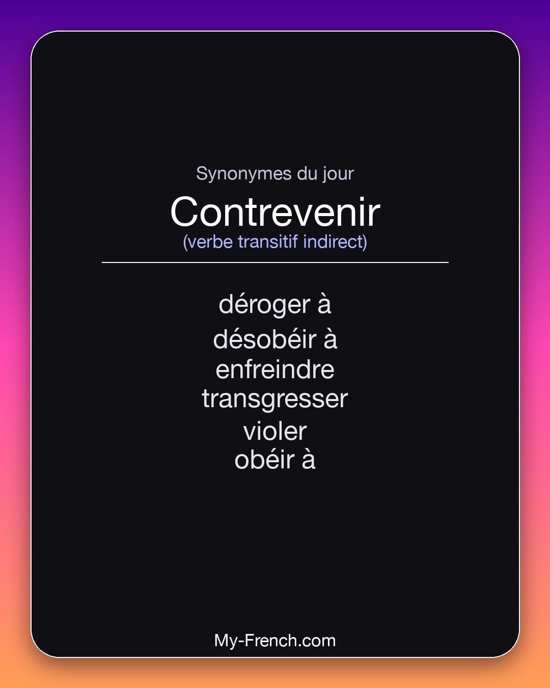Synonymes de « contrevenir »