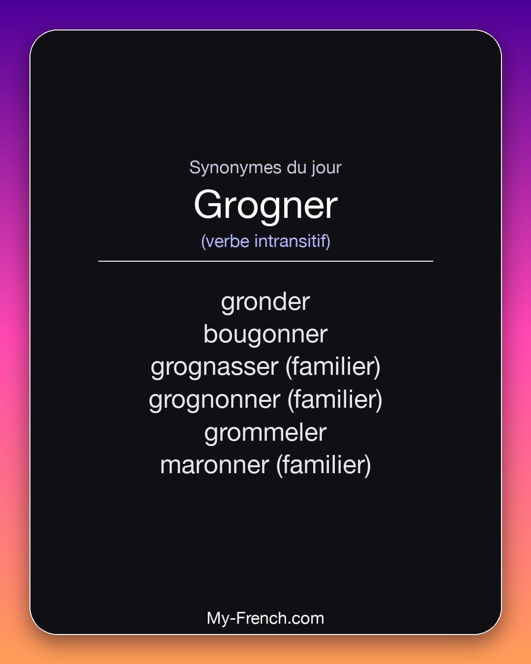 Synonymes de « grogner »