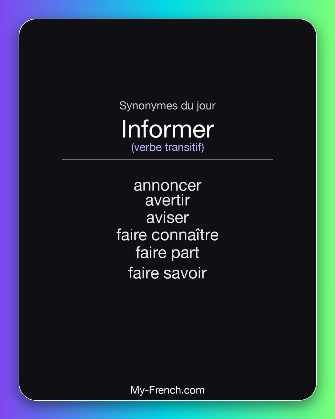 Synonymes de « informer »