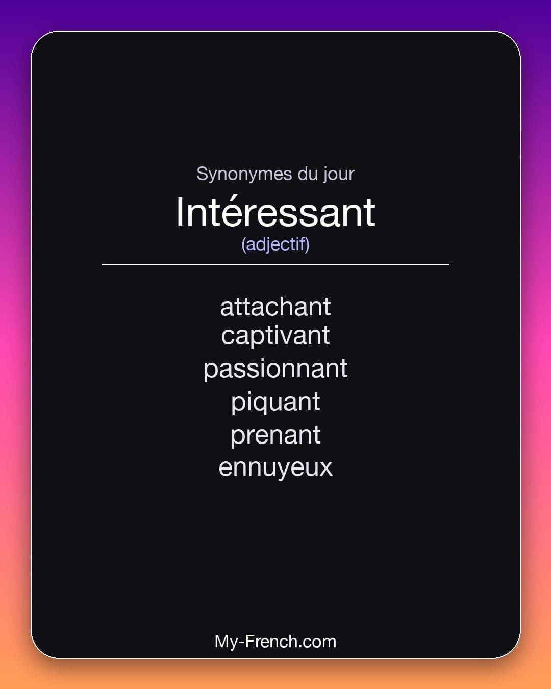 Synonymes de « intéressant »