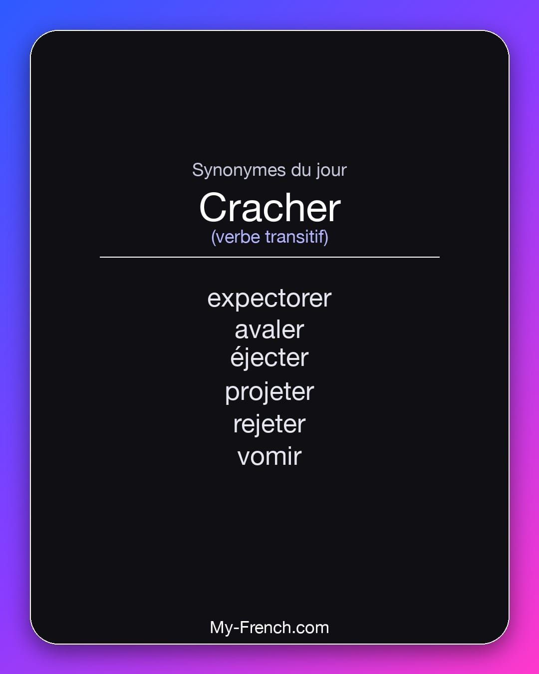 Synonymes de « cracher »